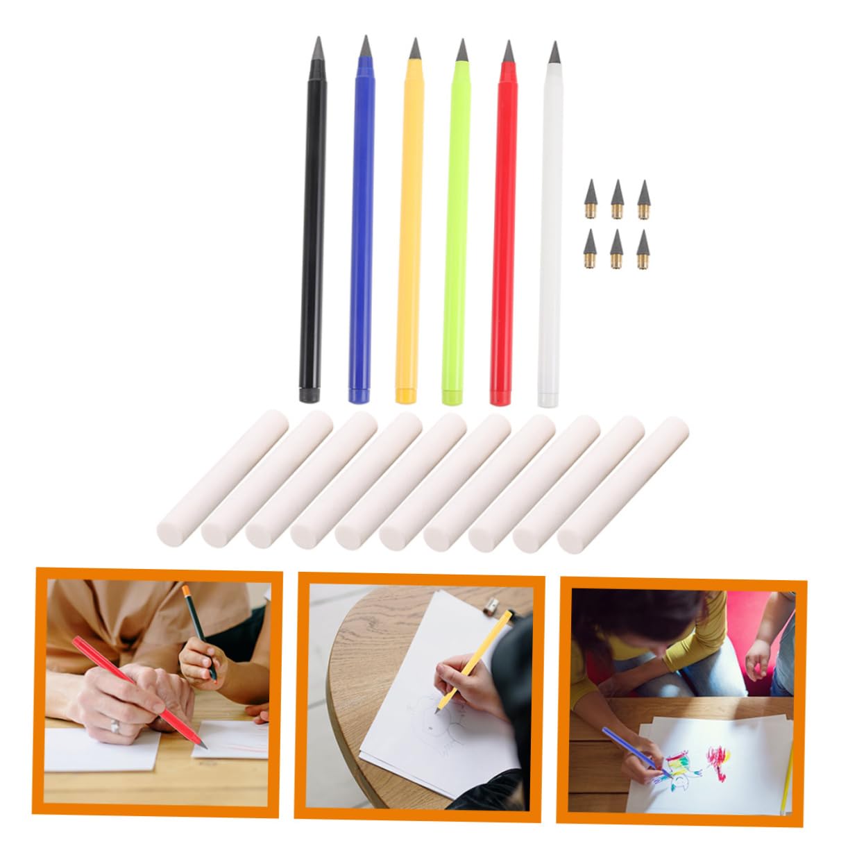 FRCOLOR 5 Sätze künstler stifte Künstler-Bleistift Nicht-spitzbarer Bleistift Nachhaltiger Bleistift Mini-Bleistifte Baubleistift Radierstift keine Bleistiftspitzen löschbare Stifte Gummi