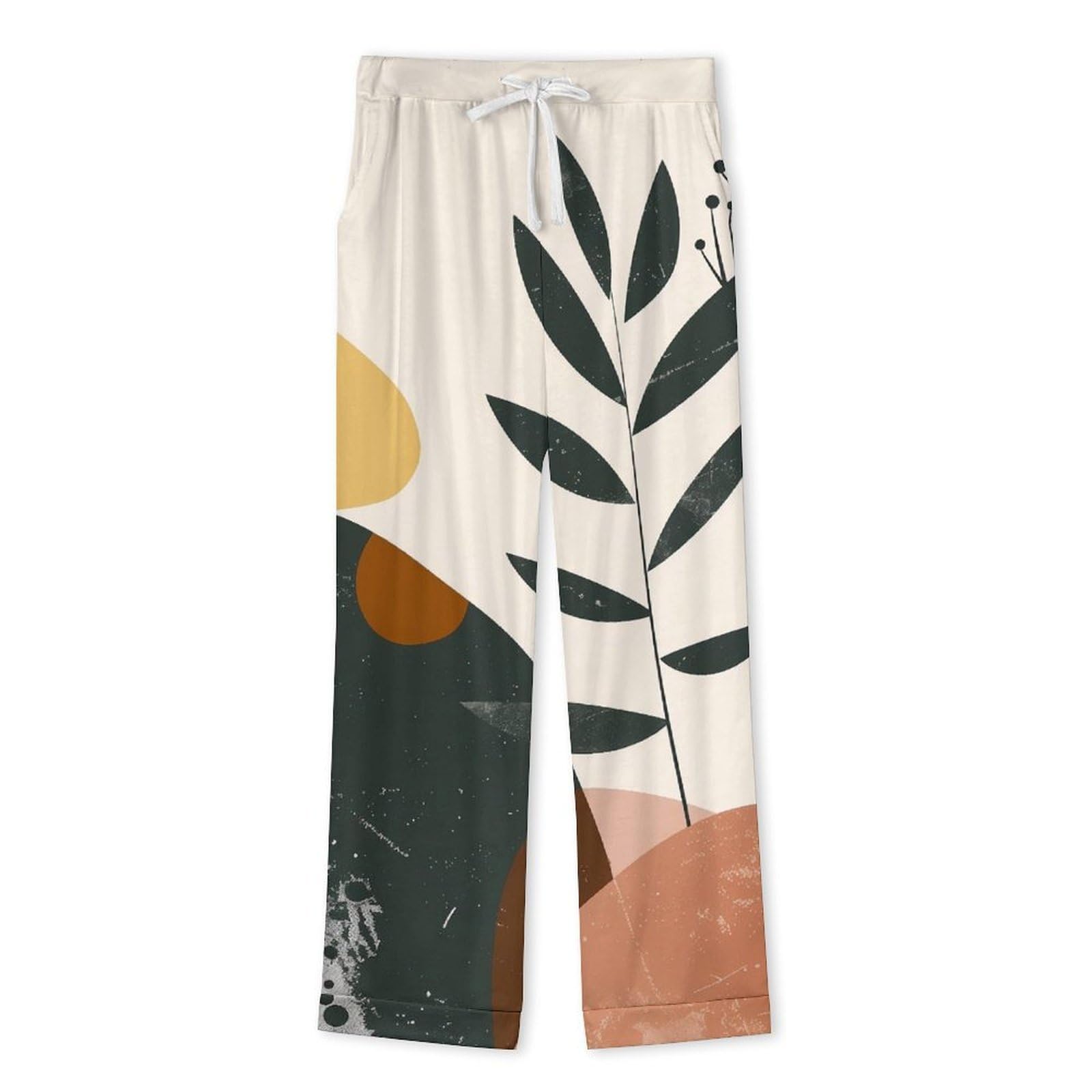 OLEETS Completo Pigiama da Uomo - Piante Frondose Pigiama Invernale Pantaloni Top Caldo Autunnale Traspirante Morbido 2 Pezzi Casual Ampio