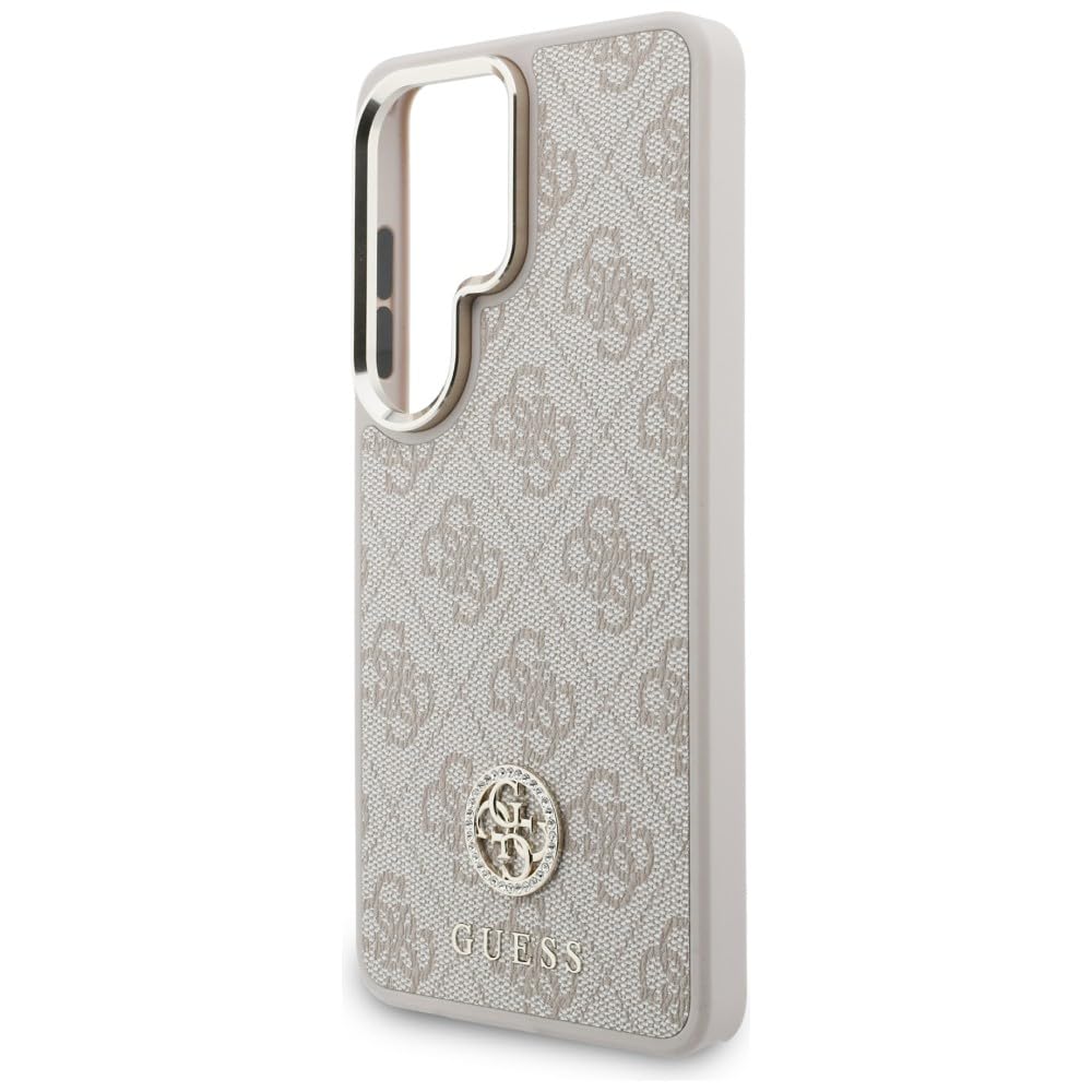 CG MOBILE Guess etui + smycz 4G, duża bransoletka ze strasu, trójkątna bransoletka kompatybilna z MagSafe do Samsung Galaxy S26 Ultra (różowe)
