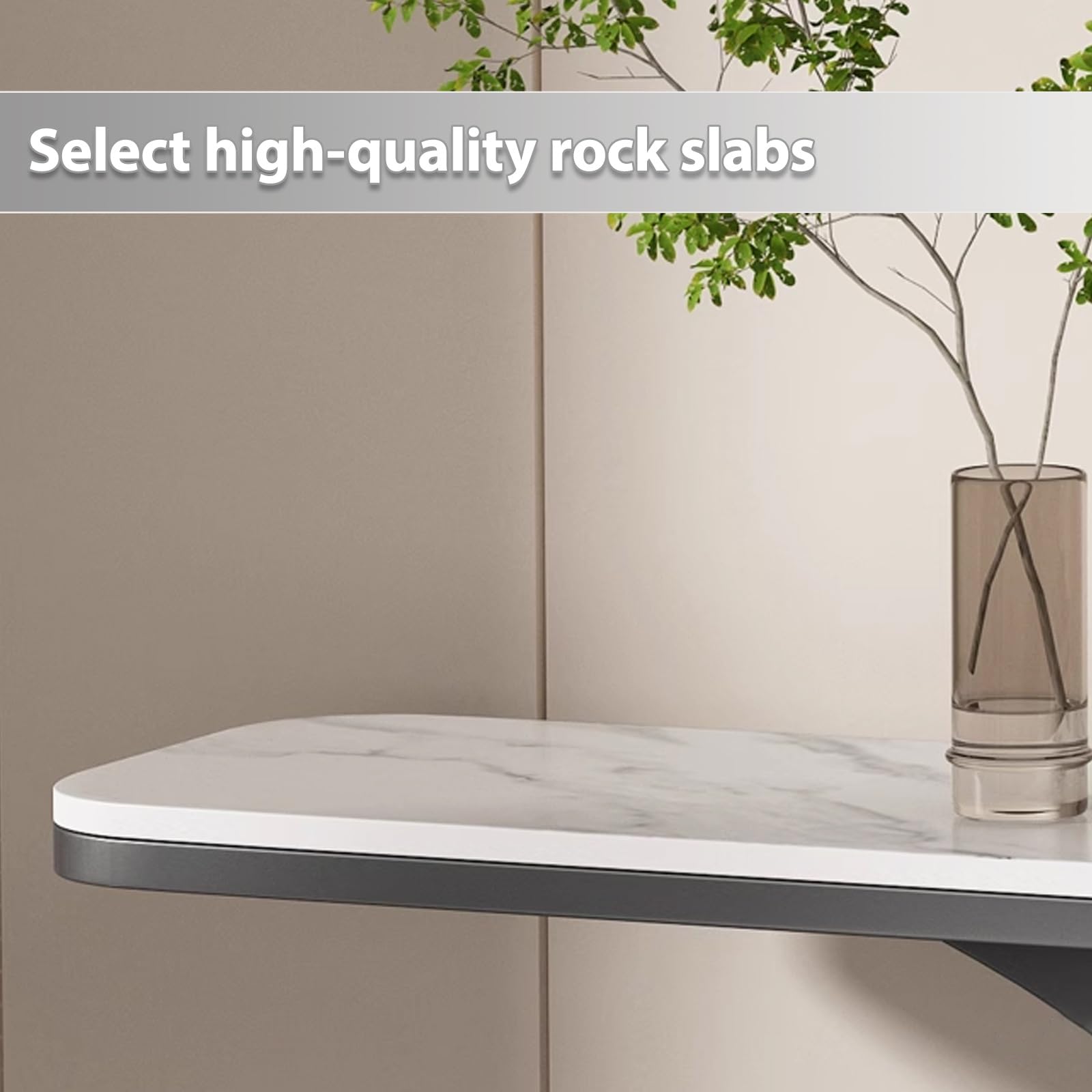 Nowoczesna i cienka konsola wejściowa z kamiennym blatem i metalowymi elementami, idealna do przedpokoju i salonu. Łatwy montaż, złote wykończenie. Wymiary: 100 x 30 x 80 cm