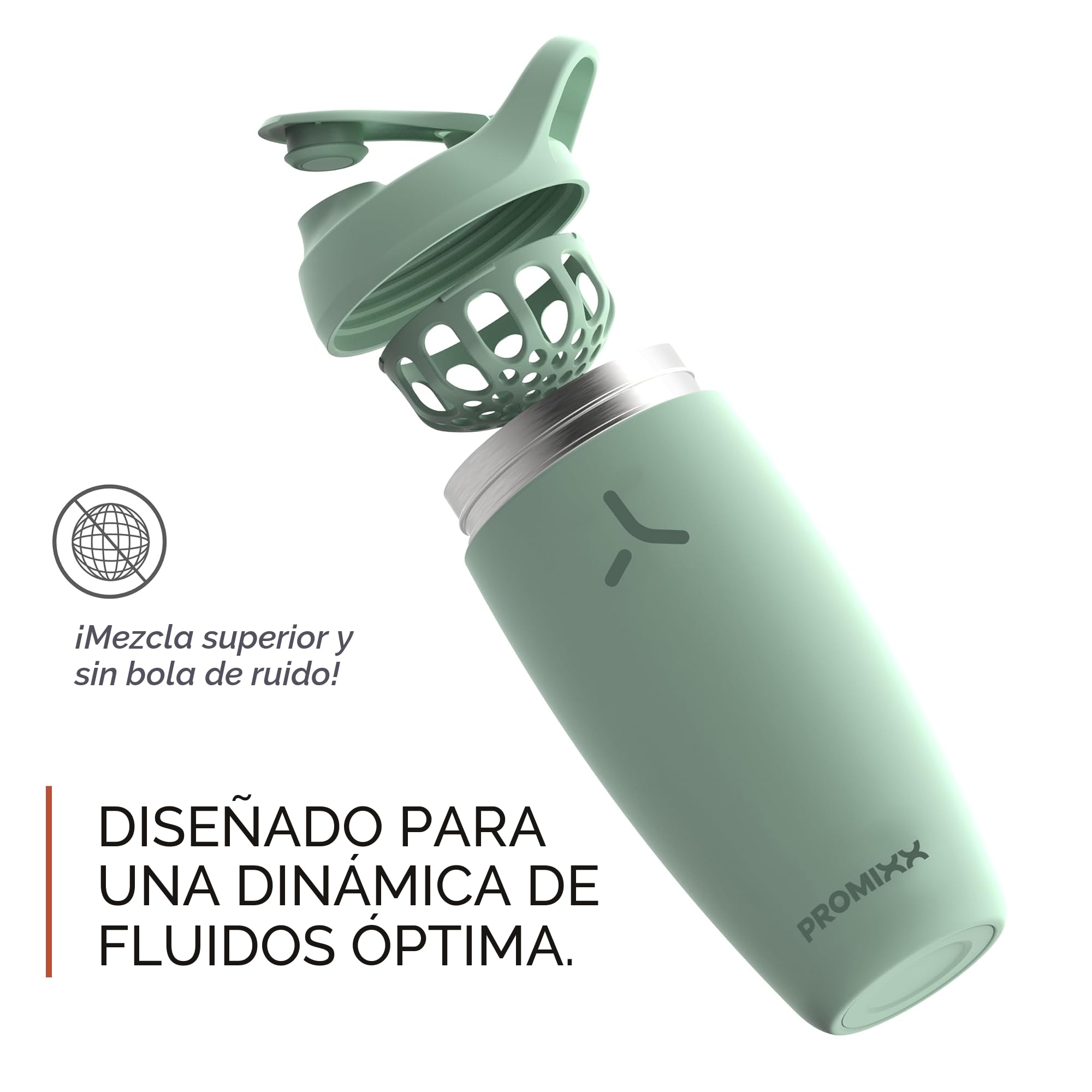 Promixx Botella mezcladora Pursuit, nueva edición - botella de agua de acero inoxidable aislada y vaso para licuadora, sin BPA, 550 ml, Gris grafito