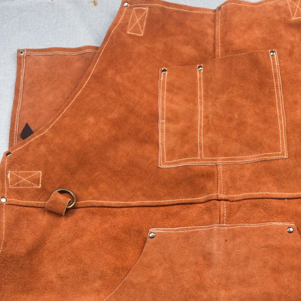 Tablier De Soudage, Tablier De Soudage en Cuir, Tablier De Soudage Résistant À Chaleur Aux Flammes avec Poches, Tablier De Travail en Cuir, Tablier De Travail du Bois