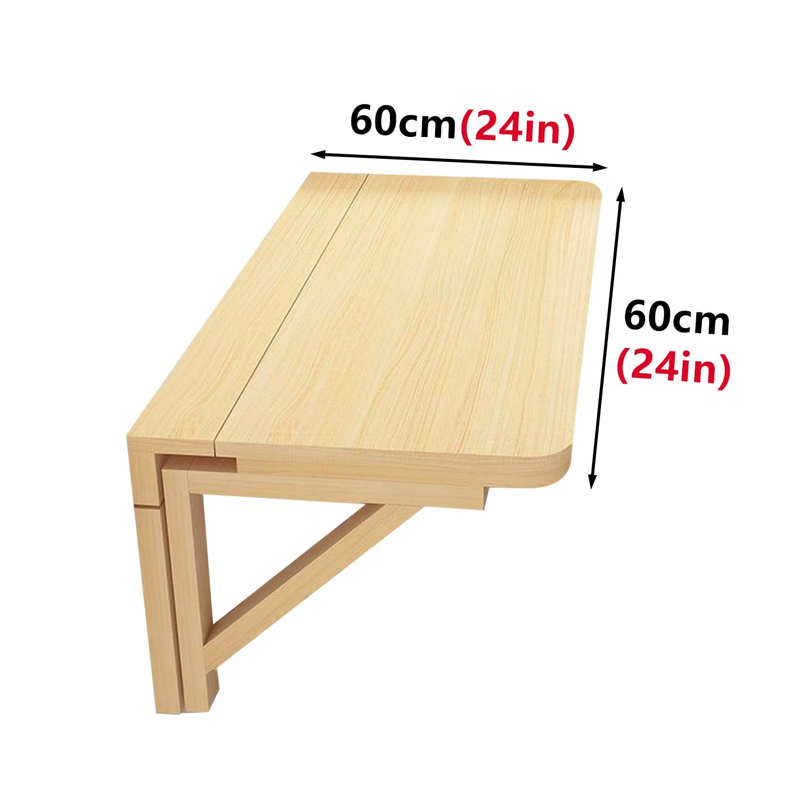 Scrivania Pieghevole a Muro Parete in Ufficio Cucina Tavolino Porta PC da Parete in Legno Realizzato Interamente in Legno Massello Design Salvaspazio(60x60cm/24x24in)