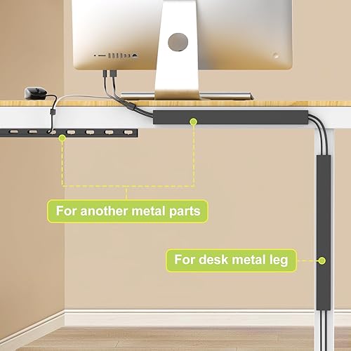 Miniatura 7 de Canal magnético de gestión de cables para escritorio, organizador de cables de ranura abierta de 15.4 pulgadas, organizador de cables, organizador