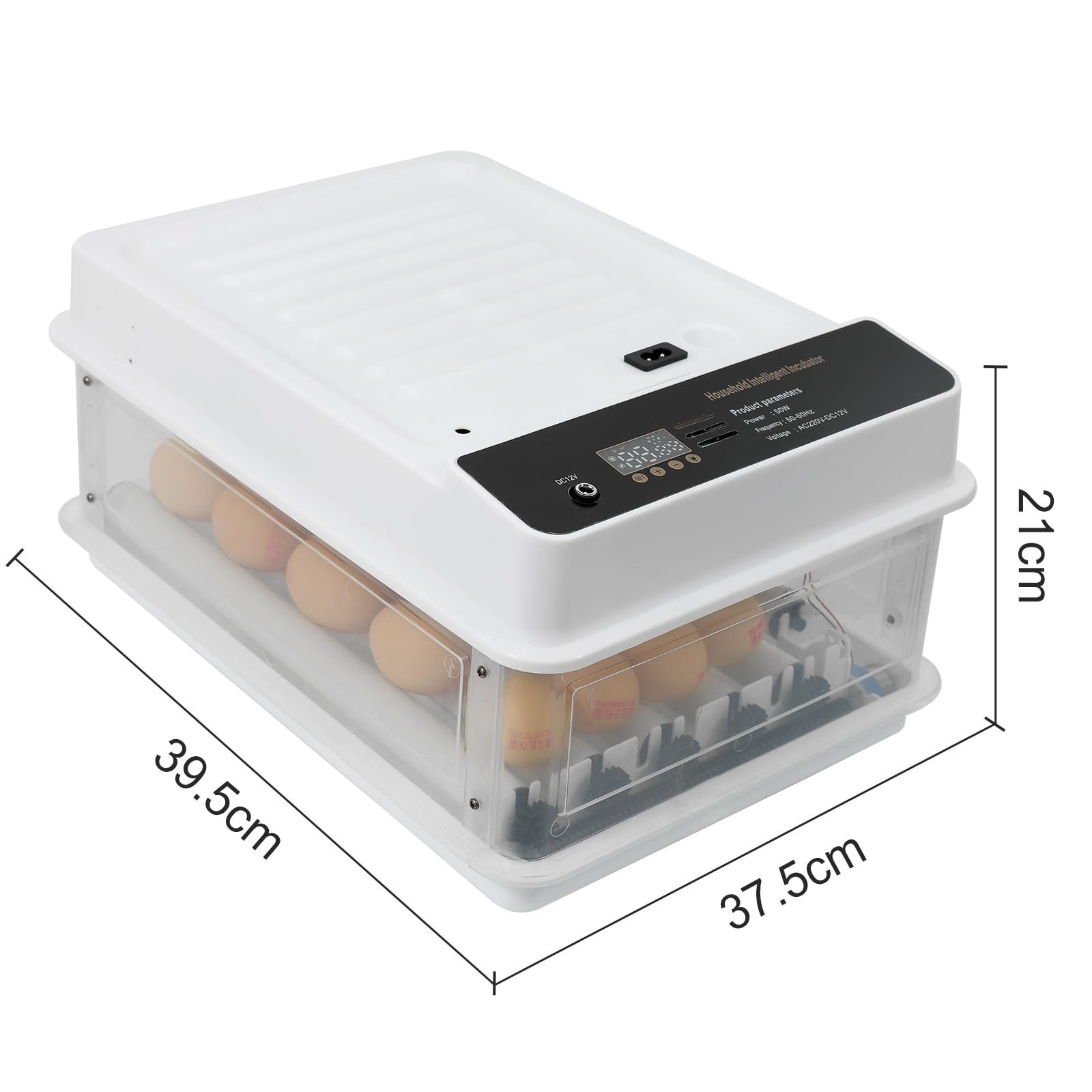 Incubadora totalmente automática, giro automático de 10 a 36 huevos, control de temperatura para incubadora, acceso automático de agua, indicador de humedad para pollos, patos, gansos y palomas (36