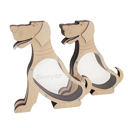 Miniatura 2 de Wooden Dog Money Piggy Bank for Kids and Adults - Wooden Personalized Gift for Coins, Tips, Savings