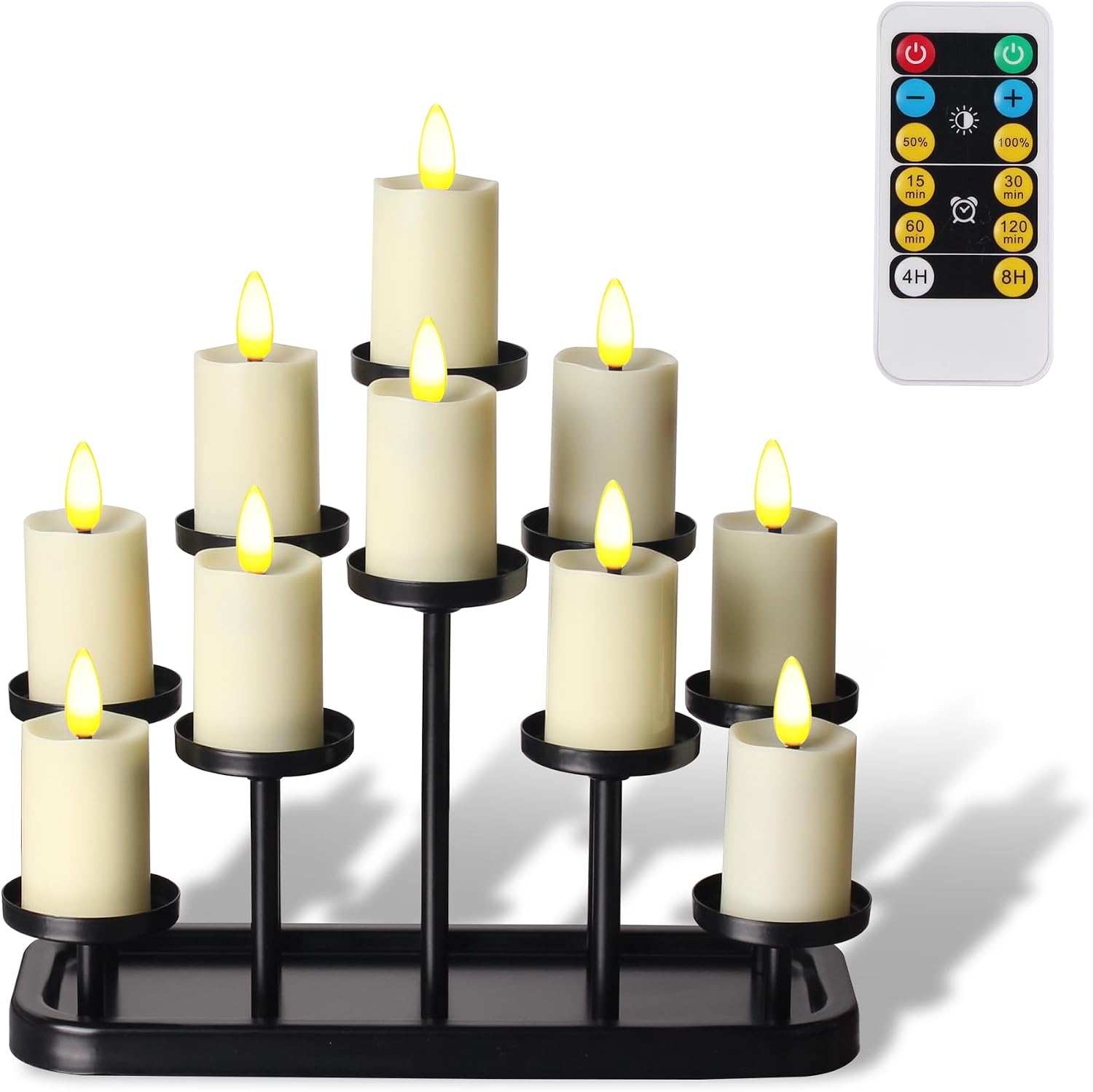 10 Pack Votive Candle with Holder,Remote Control Ivory Tea Lights Yellow Light max 800hours by 2 AAA Batteries(EXCL.) Indoor, Bedroom, Study Roo