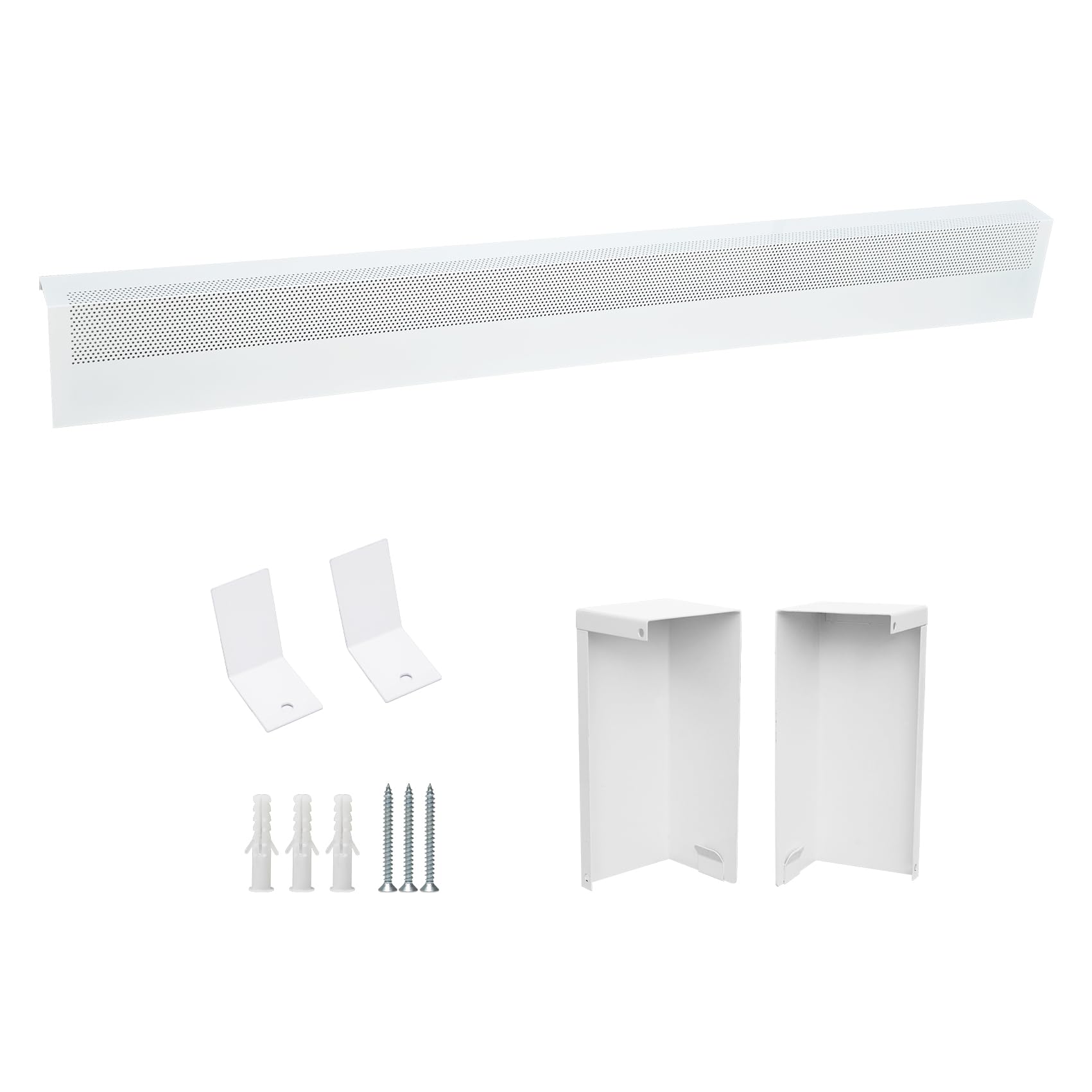 5ft baseboard heater cover with left and right end covers,galvanized steel material that is easy to install,used for replacing the old bottom plate heating cover