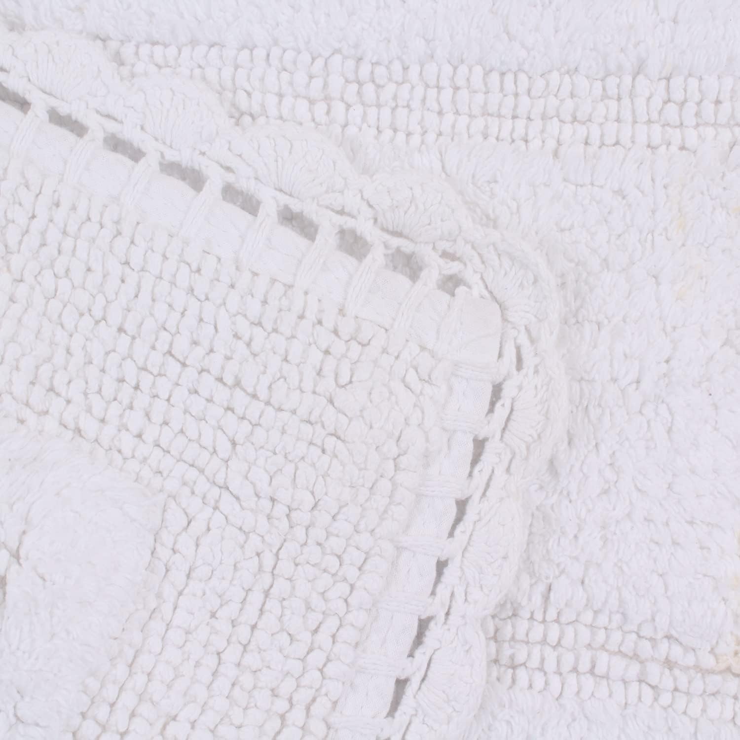 Home Weavers Casual Elegance Reversible Bathmat 100% Cotton Bathroom Rugs Set, Washable Rug, Thick Extra Soft and Absorbent Bath Rug, Kitchen Mat, Bath Mat Set, Non Slip Mat, 21"x54" Runner, White