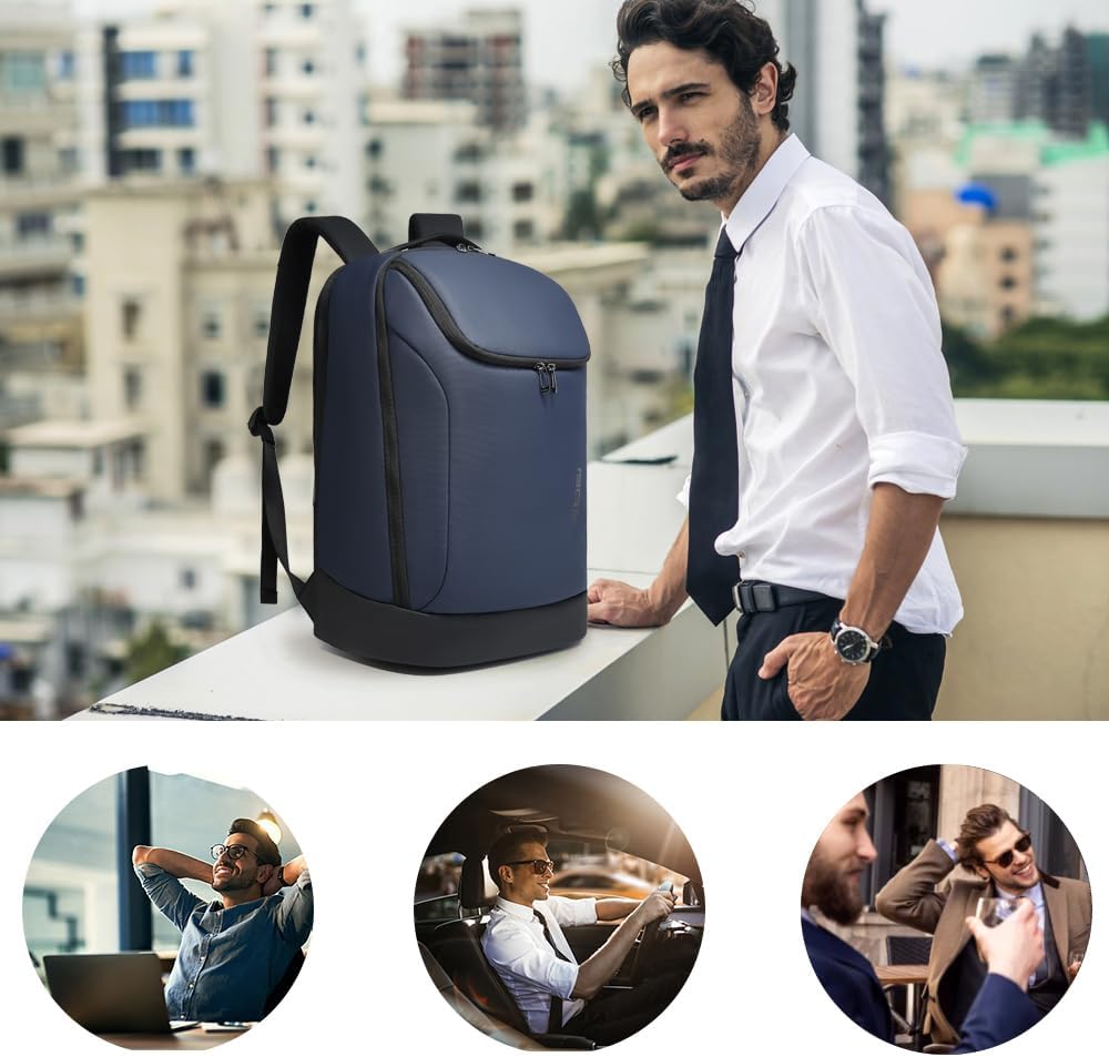 FUTURE AESTHETICS Business Smart Backpack Waterproof for women,men,Fight Approved Durable Backpack suitable as overnight and travel backpack (Blue)