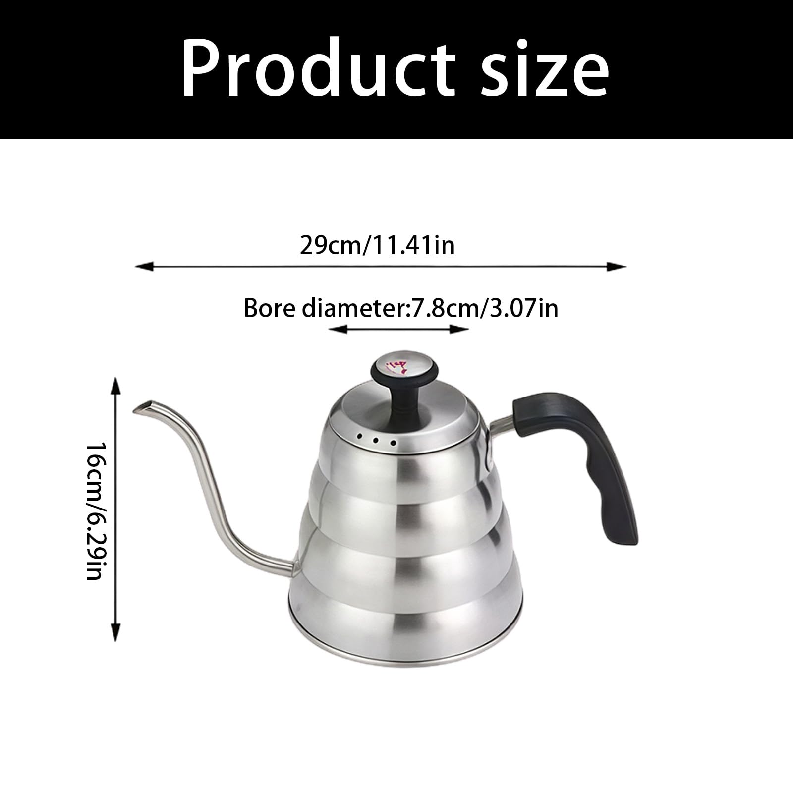 Bollitore da caffè a goccia in acciaio inossidabile con display digitale della temperatura, capacità 1 litro per una preparazione accurata e uso esterno, set per caffè sottile