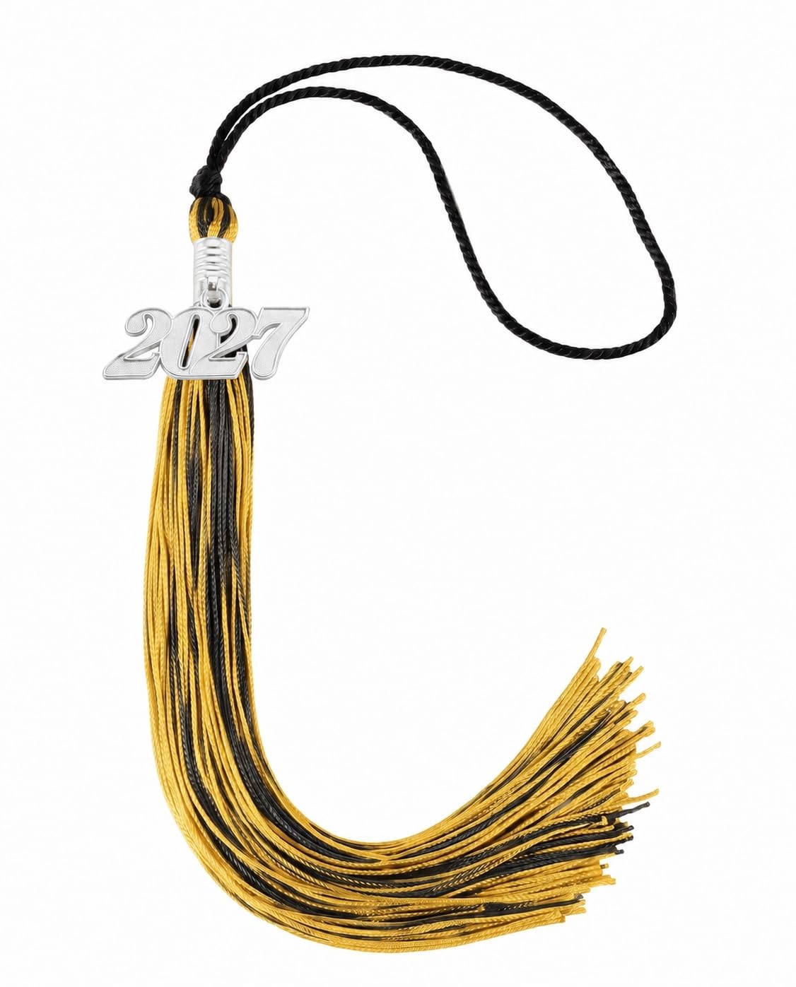 Graduation Tassel 2027 for Grad Cap,Black and Gold Tassel with Silver Charm