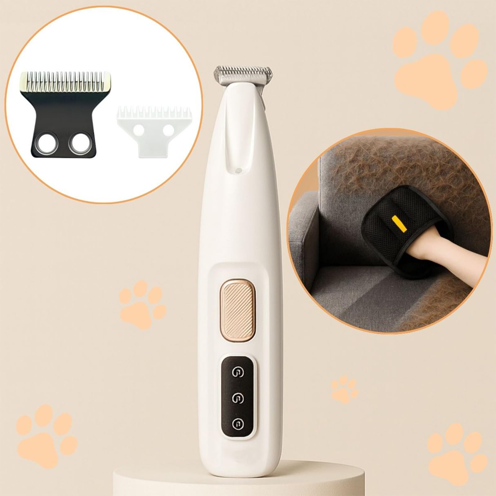 Tondeuse De Précision Pour Chat, Tondeuse Pour Chien Silencieuse Tondeuses À Pattes Avec Led & Usb-C, Lames Céramique Et Inox, Étanche, Toilettage Zones Sensibles Sans Stress (A)