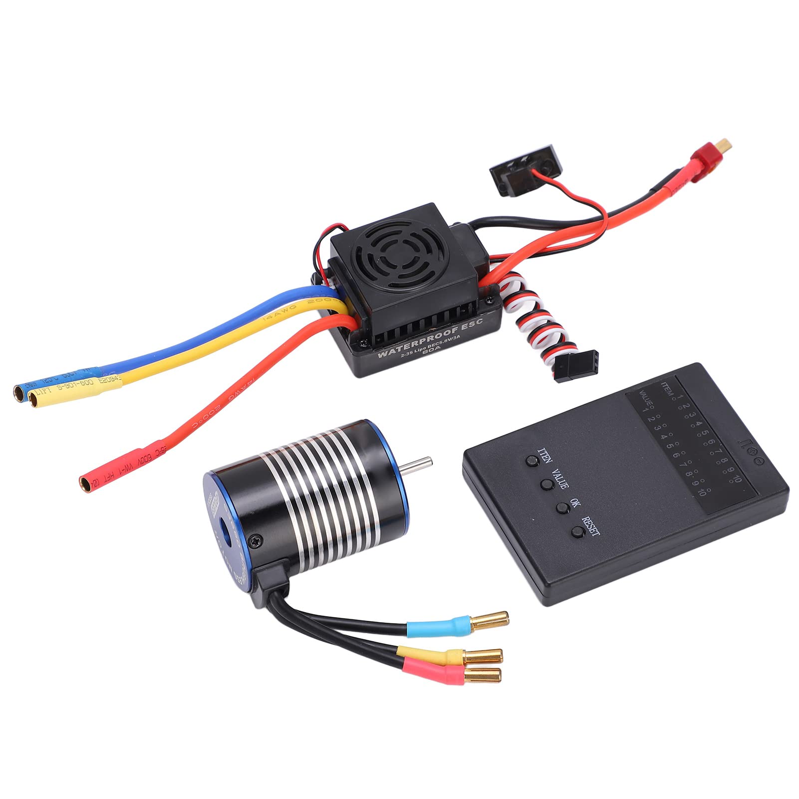 Juego de motor 3650 3500KV Kit de control de velocidad de alto rendimiento sin escobillas para coche RC Plata Negro