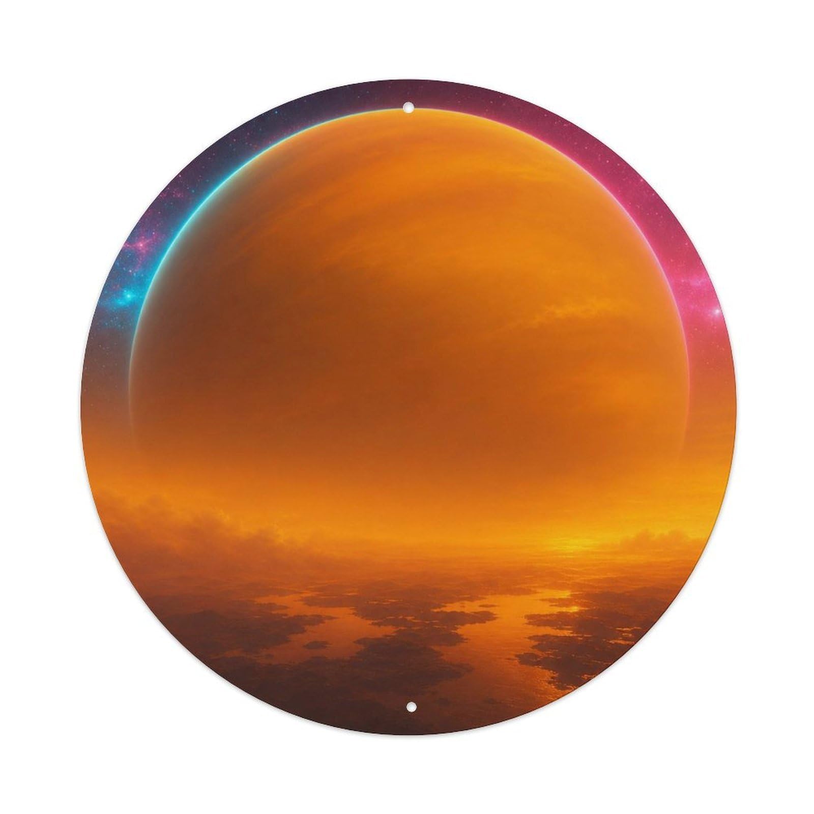 Odgynaw 8X8inch(20X20cm) Space Science Titan Saturn Moon Celestial Study Cosmic Metal Tin Sign