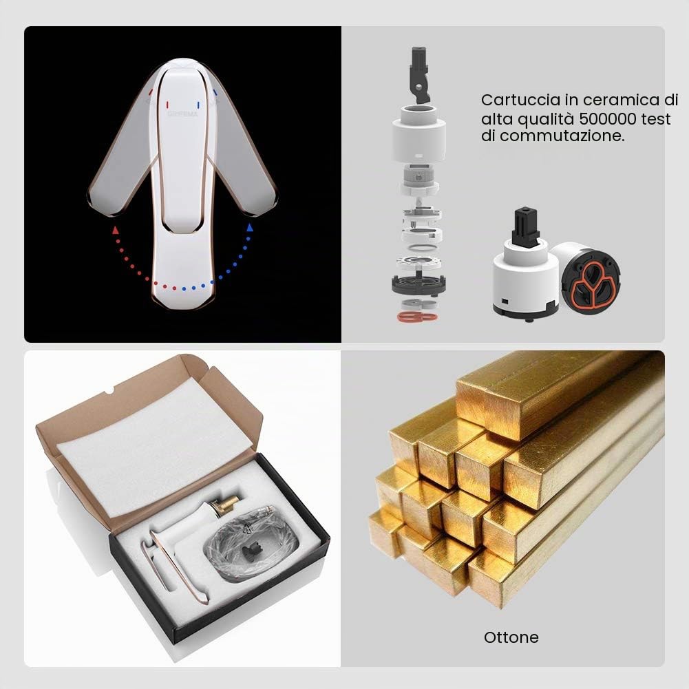 GRIFEMA G1001W Lyon-Miscelatore Lavabo, Rubinetto Monocomando per Bagno, Bianca [Exclusiva Amazon] [Esclusiva Amazon]