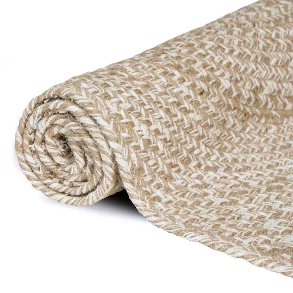 vidaXL Tapis de Zone Naturel et Blanc 120 x 120 cm Jute