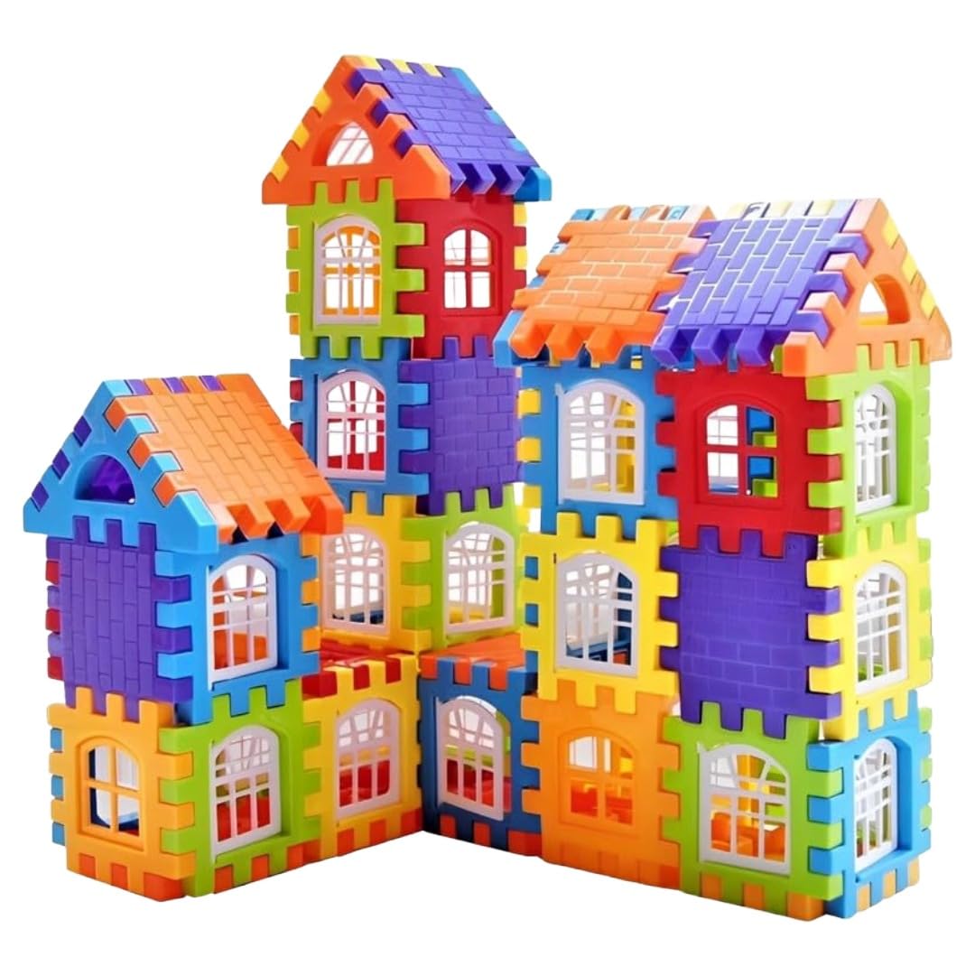 Educational Vibrant 40-Piece Kids Building Blocks House - Creative 3D Montessori Set with Roof Accessories (Set 1)
