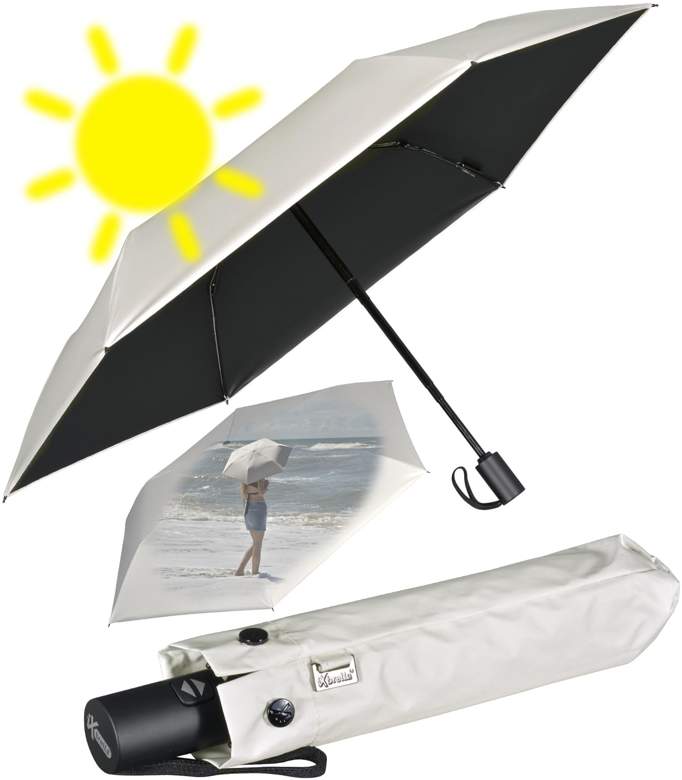 iX-brella Mini paraguas con cierre automático con protección UV y contra el calor