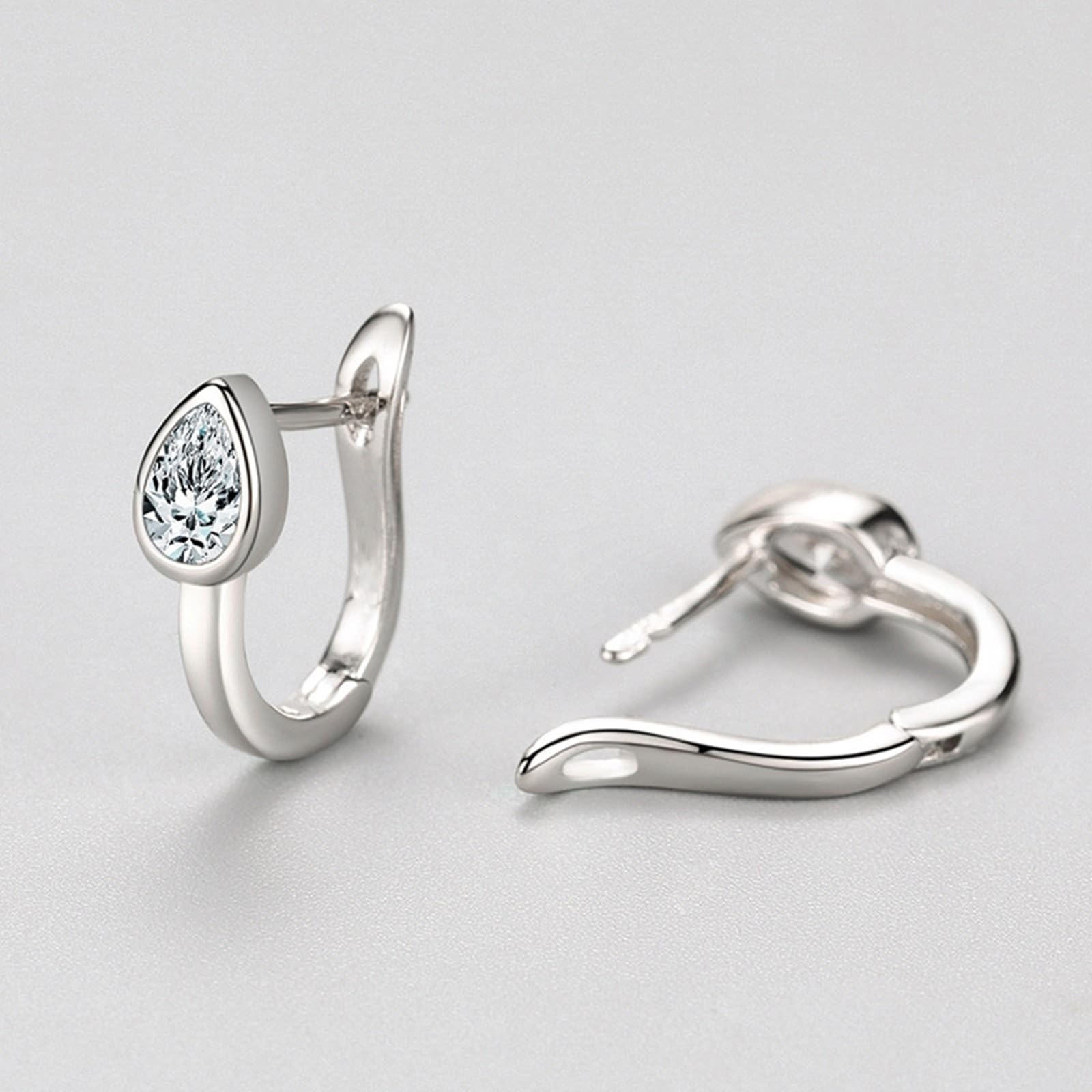 Kolczyki białe złoto 18K prawdziwe złoto biżuteria z kroplami moissanit, łza Platinum PT950 Creole
