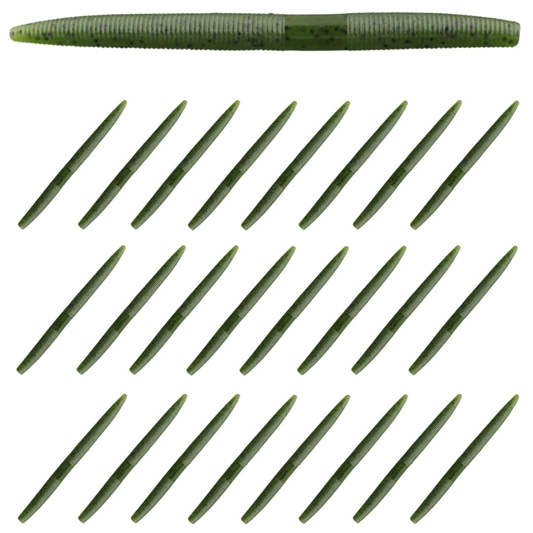 Reaction Tackle Wacky Worms/Soft Plastic Worm Stick Baits / 5.5in - 24 Pack - Durable Fishing Lures for Bass and More