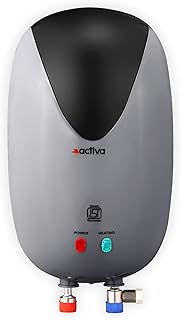 Activa 3 Liters Quick Water Heater Geyser, 3 KVA ISI Copper Element, 0.7mm Anti Rust Coated 304L Pure Stainless Steel Tank, Auto Cut-Off, ABS Body, BEE 5 Start Rated, 5 Year Warranty - Grey & Black