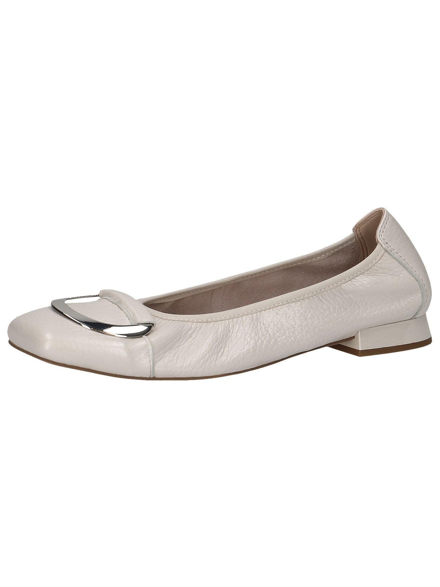 Caprice Women Ballet Flats Leather Elegant, Cream (Pearl Perl Dee), 6.5 UK