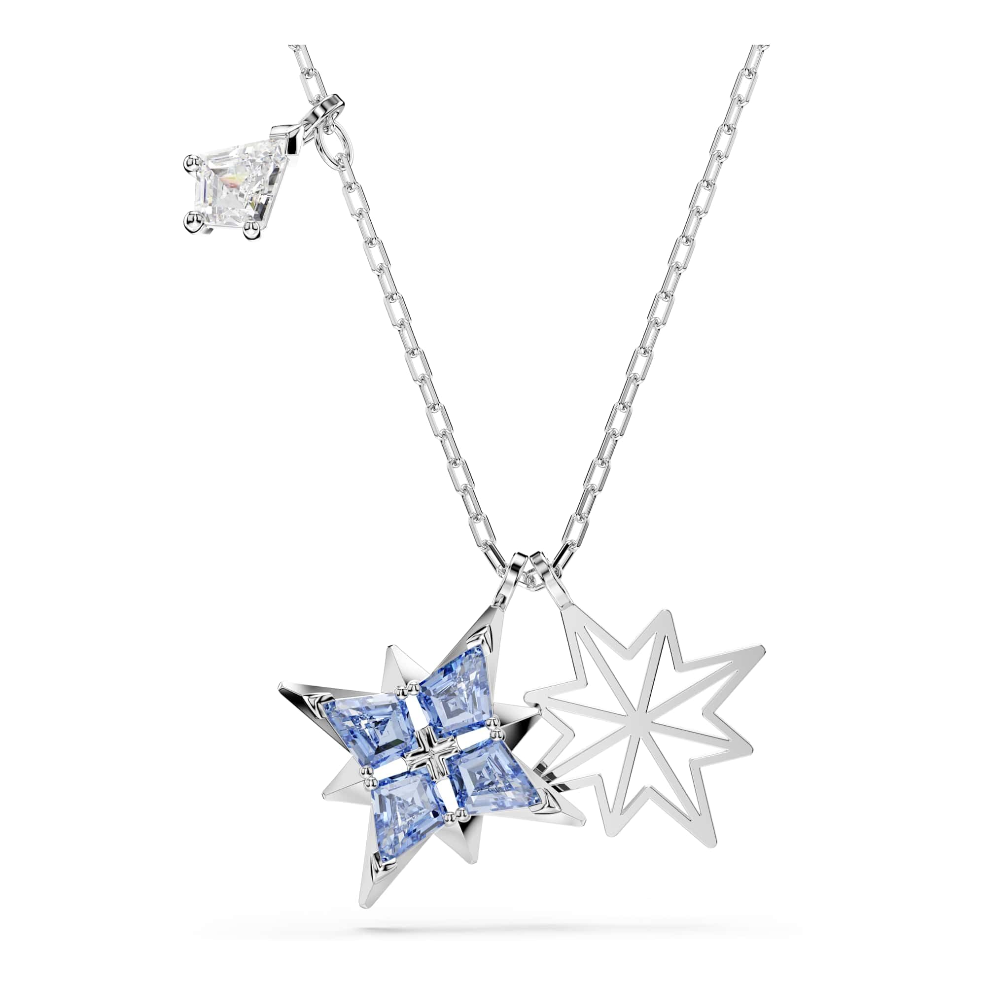 Swarovski Symbolica Collana Pendente, Gioiello con Zirconia Blu, Taglio a Forma di Aquilone, Motivo a Stella, Chiusura a Moschettone, Placcatura in Tonalità Rodio, 38-43 cm, 1,9 x 1,6 cm