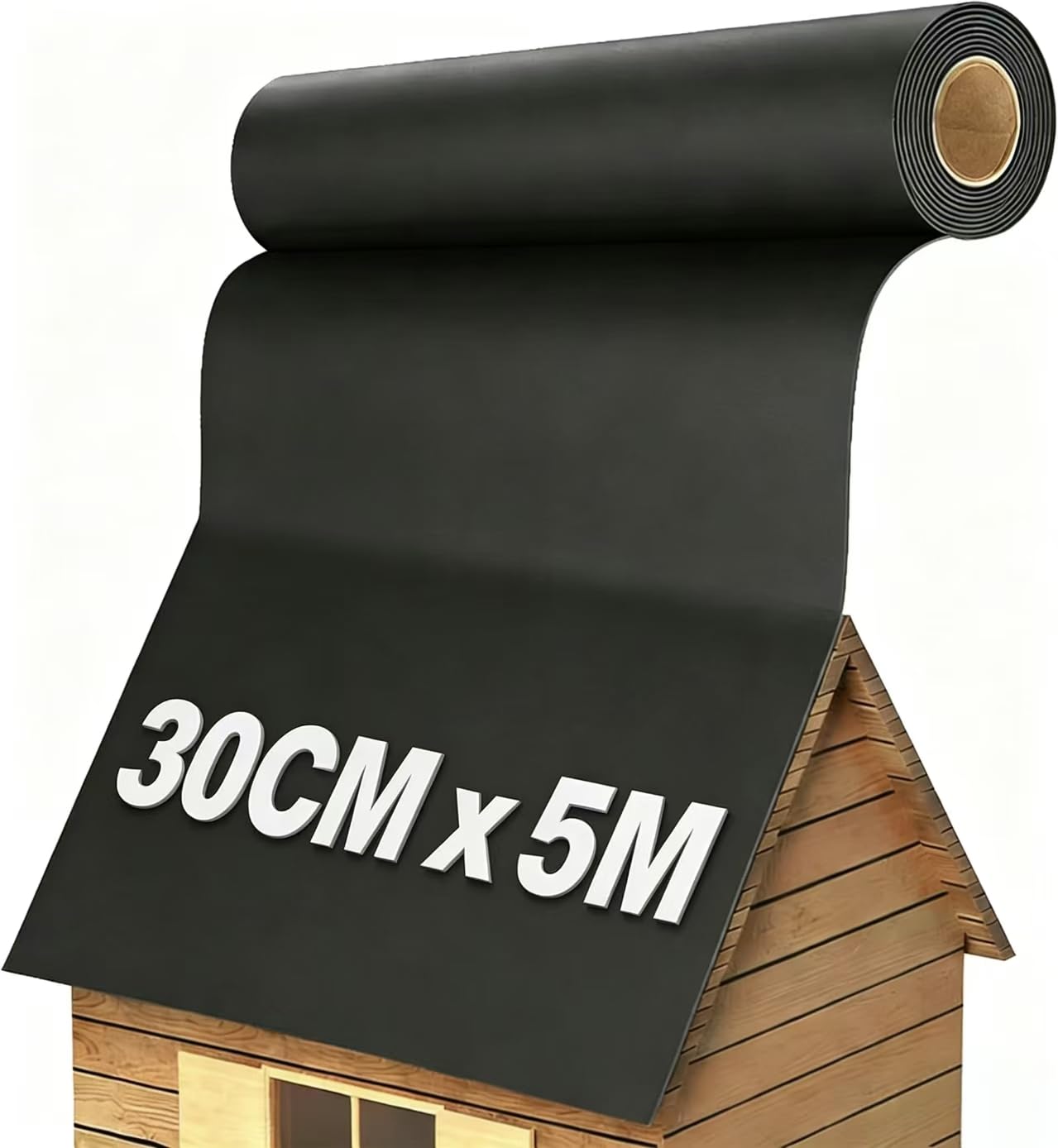 TEOV EPDM Self-Adhesive Roof Membrane 30CM x 5M, 1.5mm Thickness, Weatherproof and Flexible, for Garden Shed, Workshop, Carport