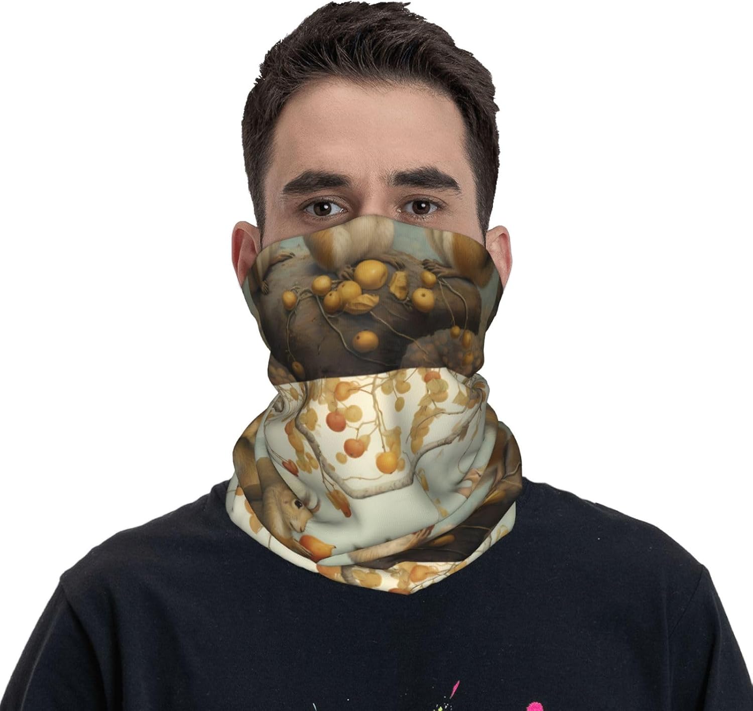 Three little squirrels picking pears Printed Multifunctional sports headscarf Headband, face mask, wristband