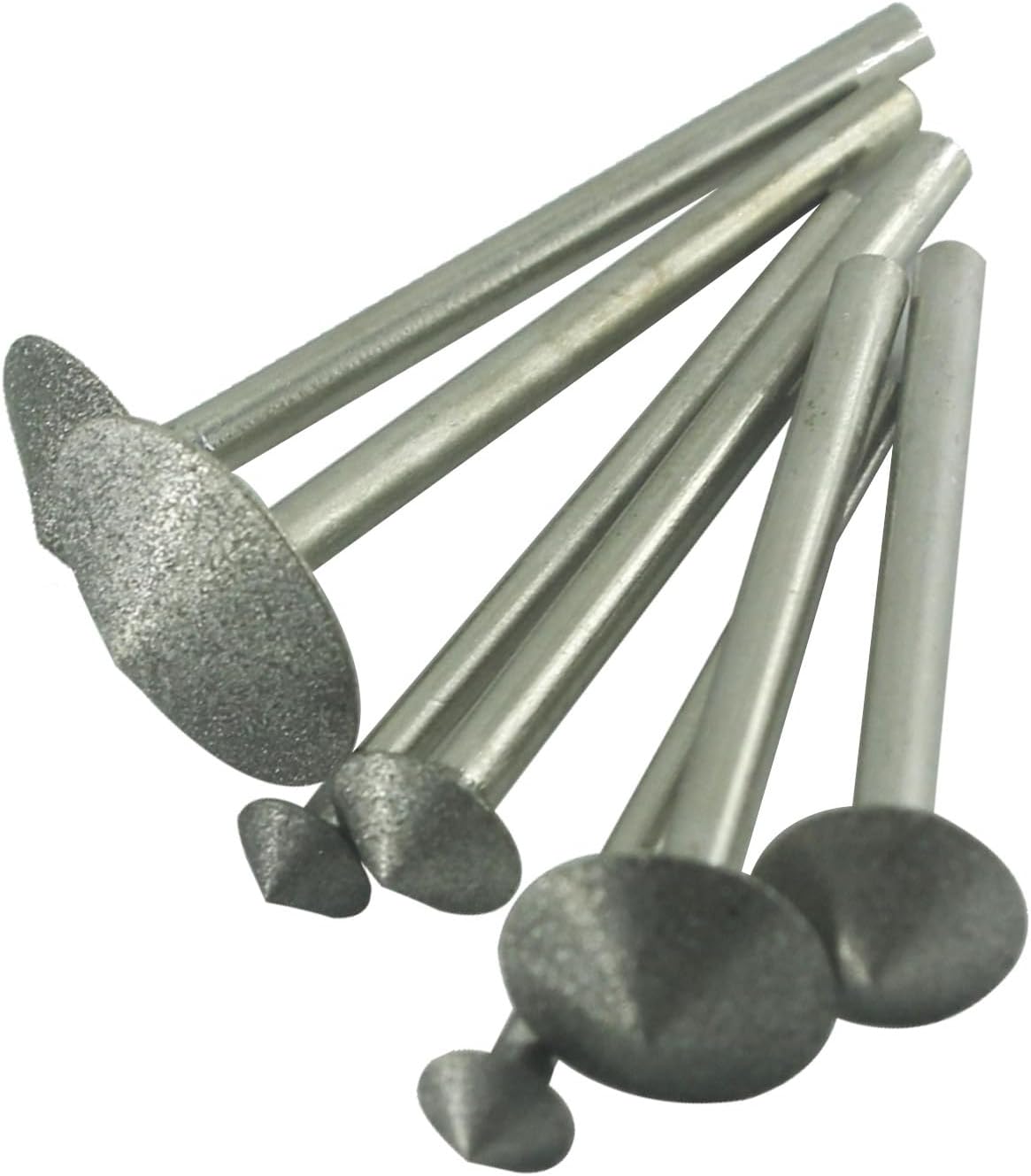 Luo ke 7 Pcs Umbrella Shape Diamond Burr Set, 1/8'' Shank Fine Grit Diamond Mounted Grinding Point Stone Carving Bits for Rotary Tools includes Dremel (240#)