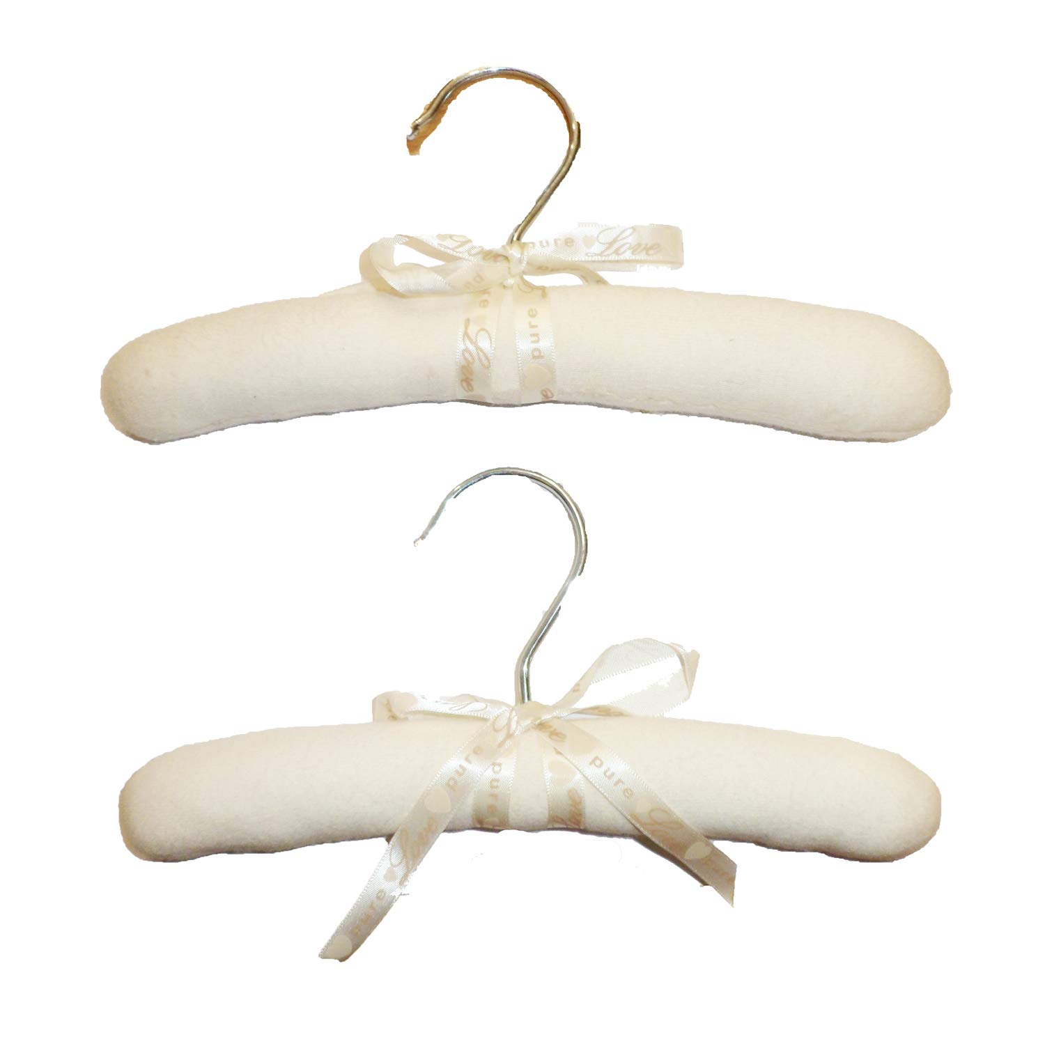 Katies Playpen - Baby Best Buys Cream Natures Purest Organic Padded Pure Love 2 Pack Of Hangers With Bow Ribbons
