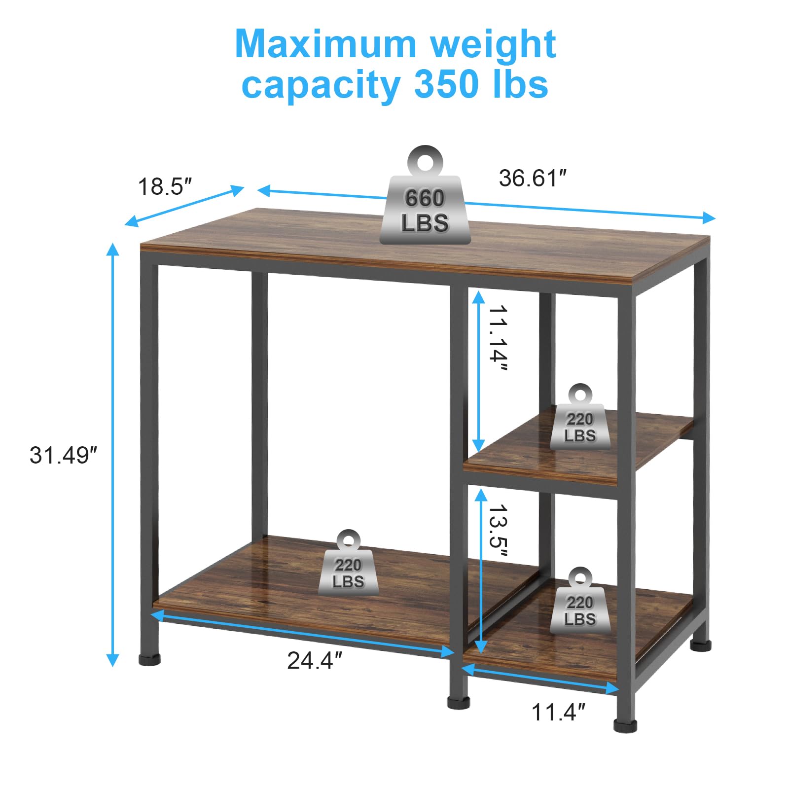 VyGrow Supporto per acquario da 40 galloni, resistente supporto per acquario 93 x 47 x 80 cm, ripiani in legno autoportante per acquario, capacità di carico 330 kg, per riporre accessori per pesci