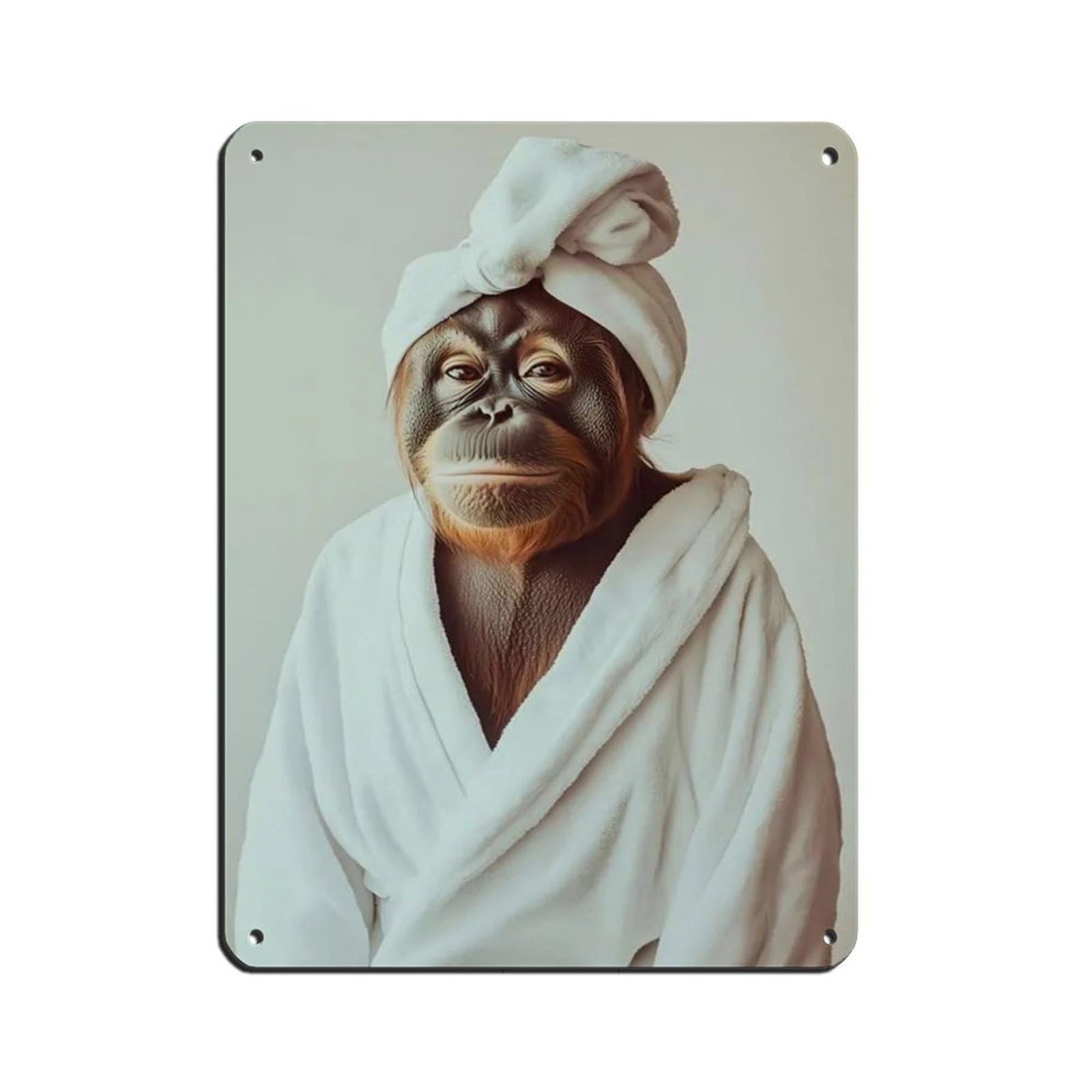 Orangutan Ape Wearing Bathrobe Tin Sign Vintage Metal Pub Club Cafe Bar Home Wall Art Decoration Poster Retro 12x16inch(30x40cm)