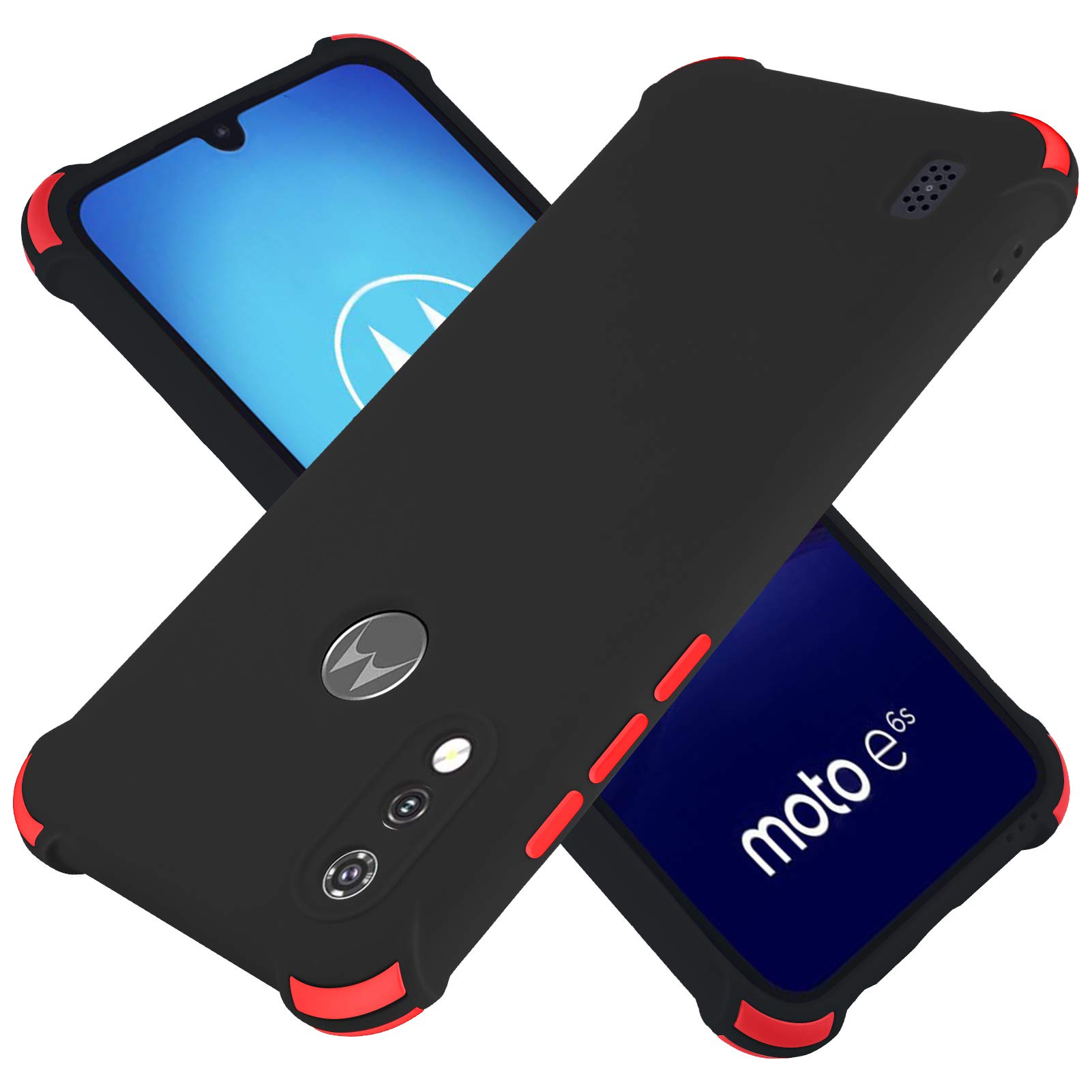 Case for Moto E6S 2020, Shockproof Slim Fit Protective Case Camera Lens Protector with 4 Corners Drop Protection Cushion Anti-Scratch Soft TPU Bumper Cover for Moto E6S 2020 - Black