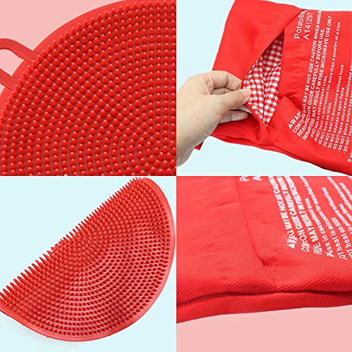Bolsas de patatas para microondas rápidas con cepillos de silicona reutilizables en color rojo 7