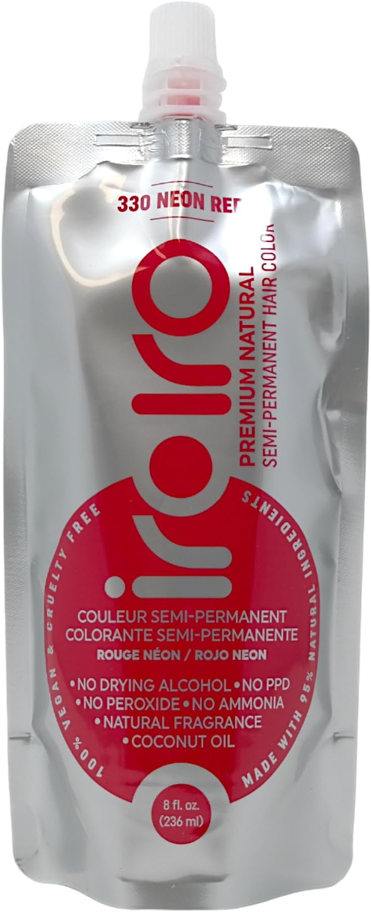 IROIRO Premium Natural Semi-Permanent Hair Color 330 Neon Red (8oz)