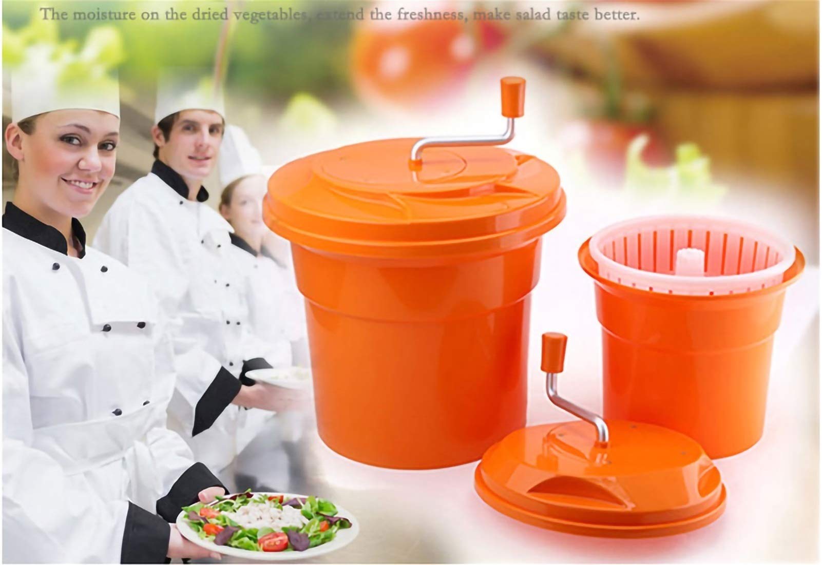 Centrifugador manual de ensalada de gran capacidad, eficiente secador de lechuga para uso en la cocina, perfecto para chefs caseros, fácil de limpiar y usar, ideal para preparar ensaladas frescas
