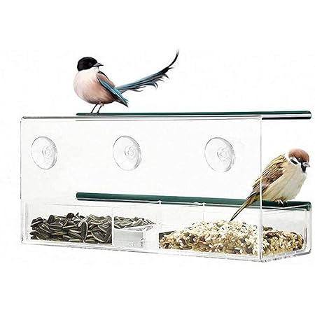 Amazon Co Jp 鳥の餌箱 バードフィーダー 野鳥の餌台 エサの容量を簡単把握 野鳥観察 野鳥 餌台 鳥 給餌器 餌入れ 鳥の餌箱 吊下げ 鳥餌箱 屋根 付き 庭用 ペット用品