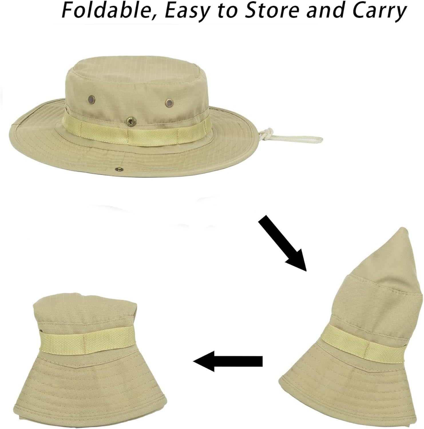 Men-Women Fishing-Hat - UV Sun Protection Hat Wide Brim Safari Cap Bucket Boonie Hat for Outdoor Hiking Camping Hunting - Image 5