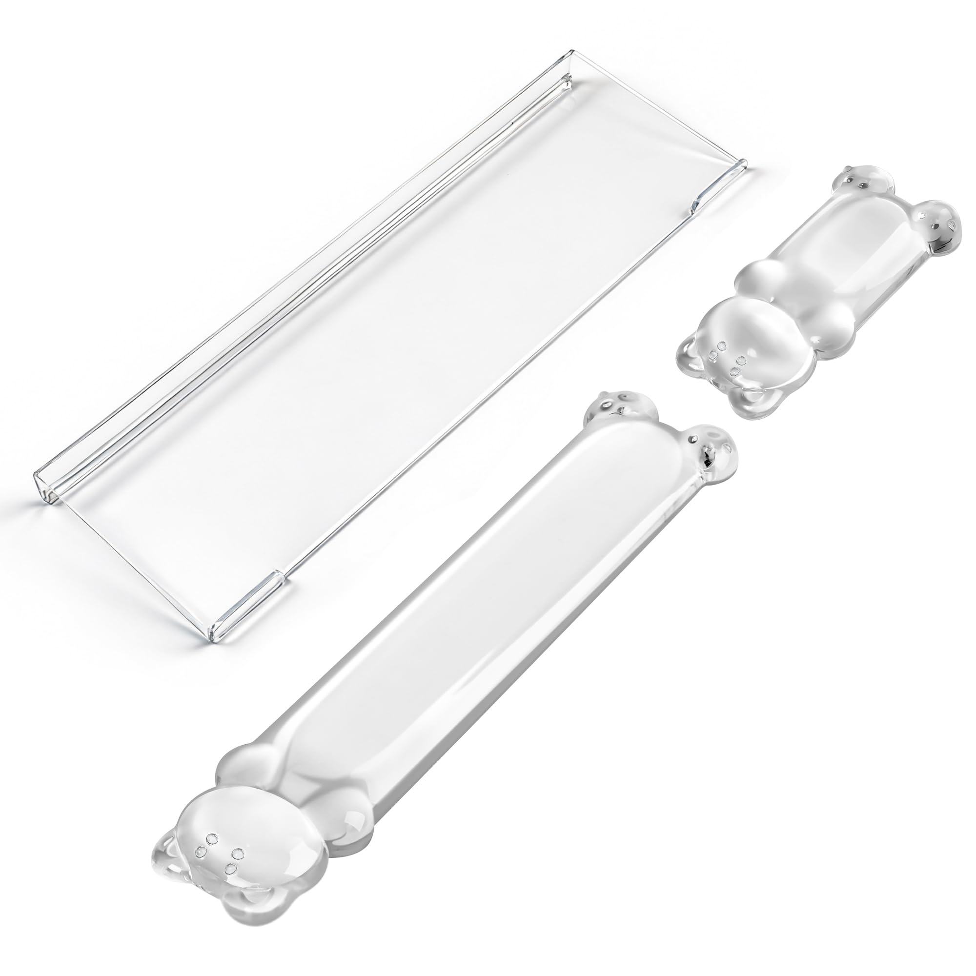 Photo 1 of 16.9inch Computer Keyboard Stand for Desktop, Gel Keyboard Wrist Rest Set for Ergonomic Typing, Comfort & Support for Office, Work, Gaming (Cute White Bear)