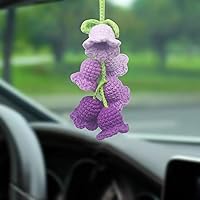 Vista 6 de Adorno colgante para espejo retrovisor de automóvil, cesta de flores de ganchillo, accesorio para plantas, adorno de automóvil hecho a mano