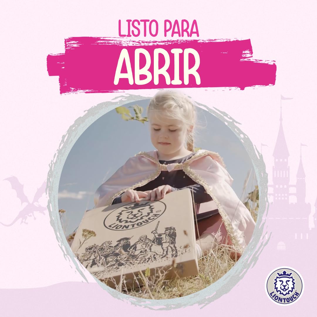 Liontouch - Set de Reina Rosa, Espada, Escudo y Corona, Niñas Edades de 3-8 Años | Accesorios Rosa para Juego de Imitación en Estilo Medieval | Armas y Armaduras Seguras para Disfraces y Trajes Reales