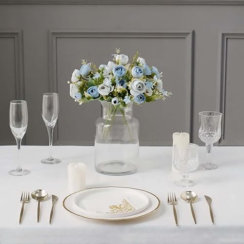 Miniatura 9 de Efavormart - Paquete de 4 arreglos florales de seda de ranúnculo rosa artificial de 12 pulgadas, ramos florales de imitación de ranúnculo