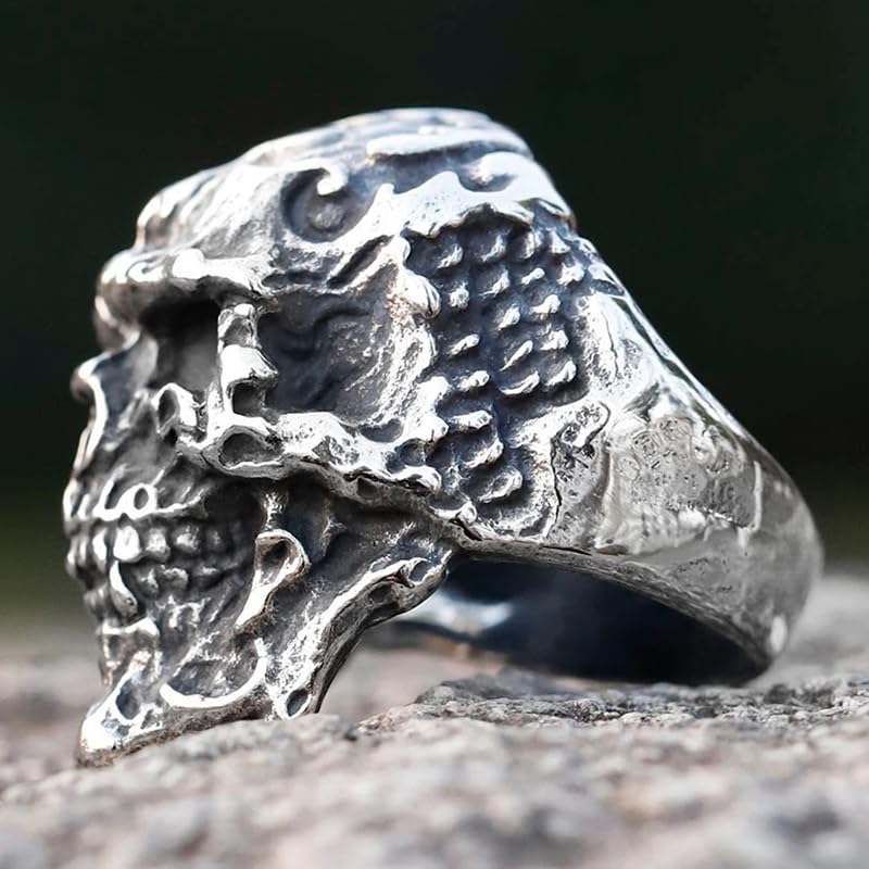 Image of 2023 Skull Ring Cool Evil Death Punk Rock Stainless Steel Rings Aly Style Jewelry