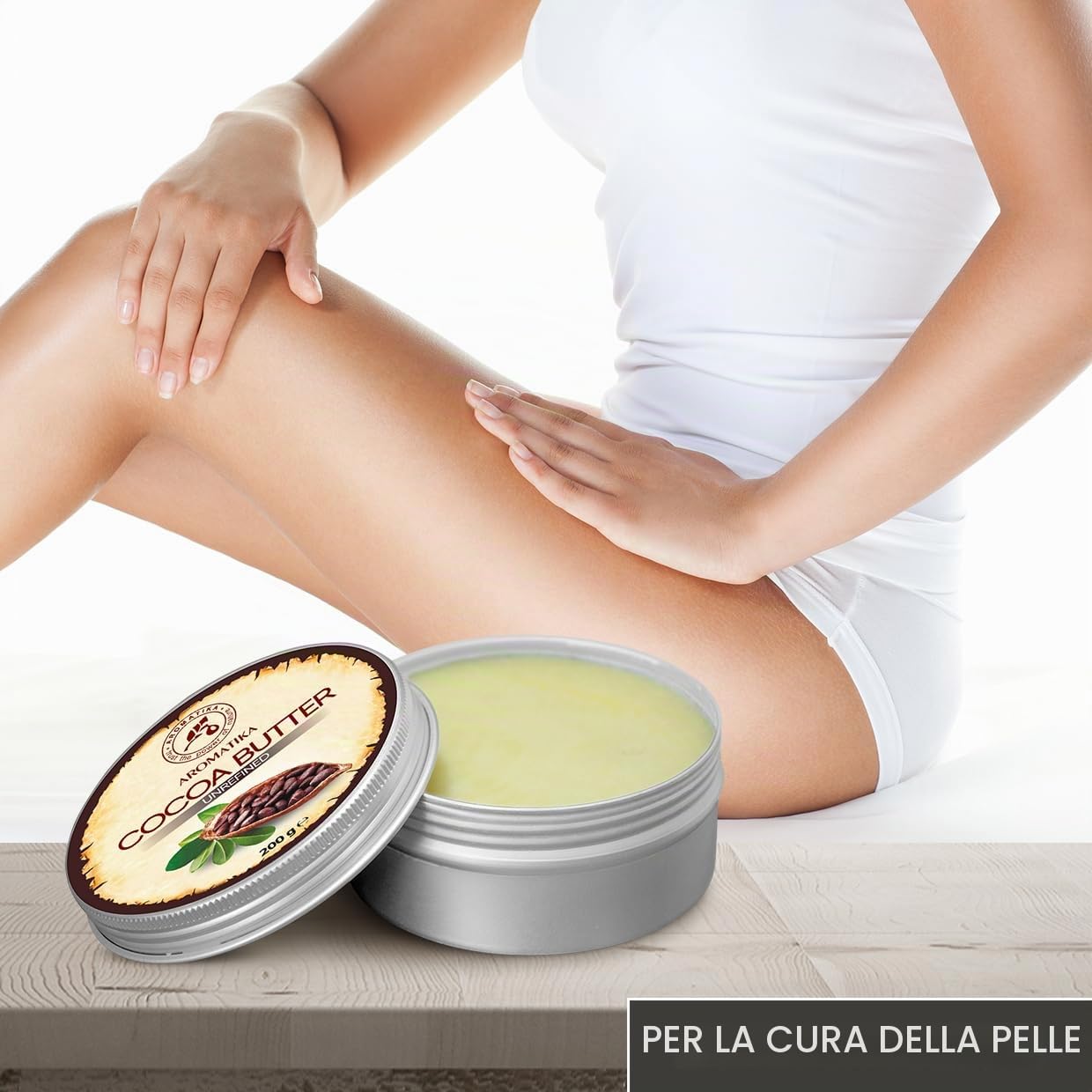 Burro di Cacao 200g - Theobroma Cacao (Cocoa) Seed Butter - Burkina Faso - Burro di Cacao non Raffinato e Puro al 100% - Idratante e Protettivo - Cura di Capelli - Viso e Corpo - Antirughe