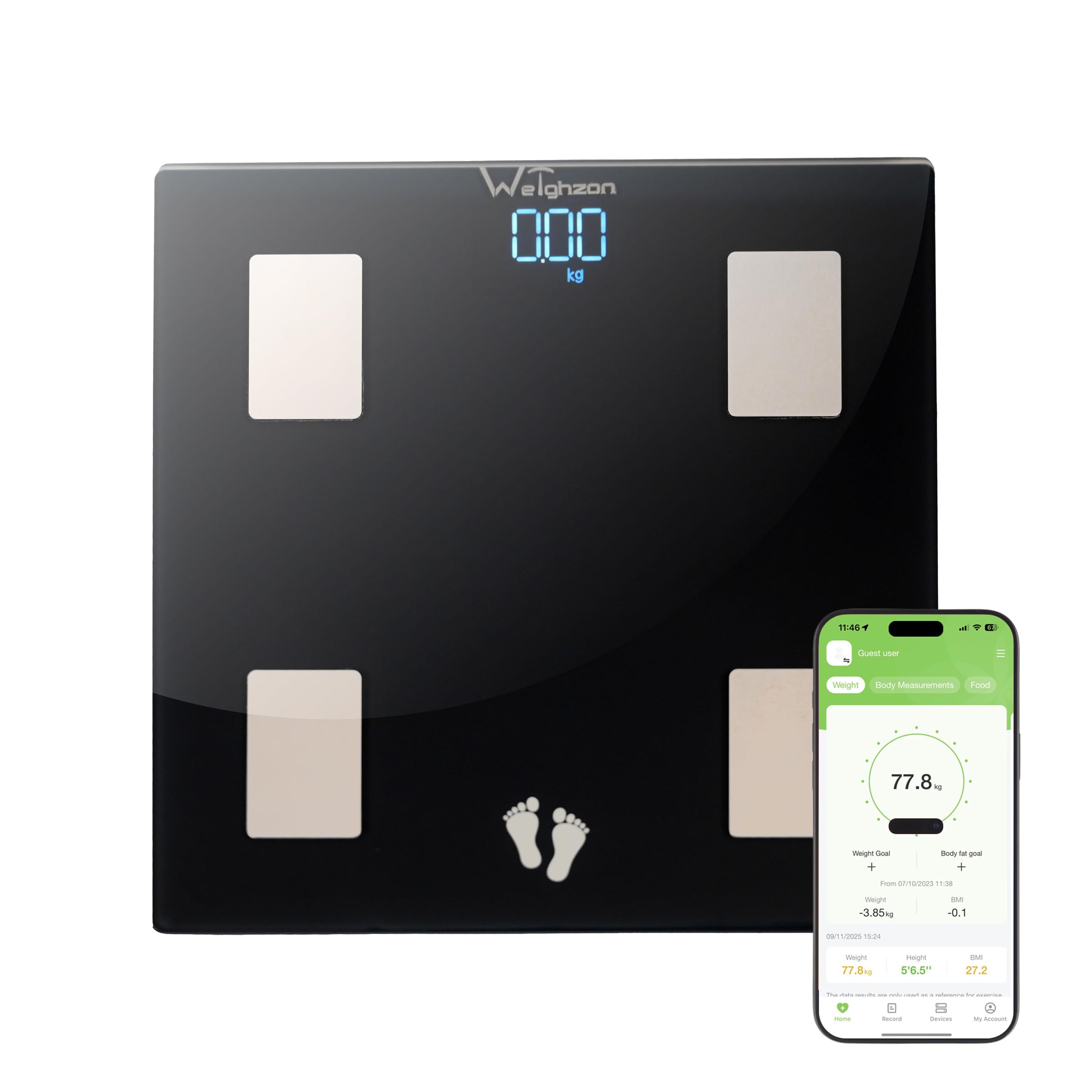 CAD20D Smart Body Fat Scale with Bluetooth | 20+ Body Parameters, BMI Analyzer, 180kg Capacity, LED Display | Digital Weight Machine for IOS & Android App | Supports 10+ Users-image-34