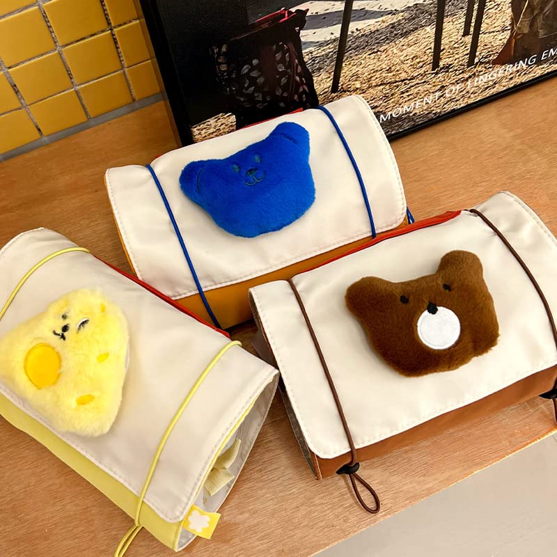 Miniatura 5 de Bolsa de cosméticos Kawaii de viaje, bolsa organizadora de maquillaje, bolsa organizadora de maquillaje, bolsa de aseo colgante extraíble (amarillo)