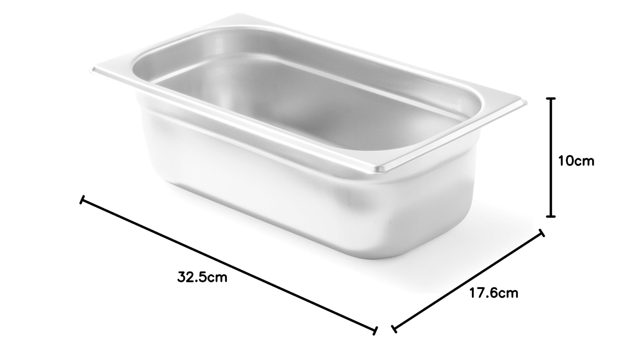 HENDI Contenitore Gastronorm GN 1/3, Budget Line, resistenza termica -40 °C a 250 °C, per forno e bagnomaria, 4L, 325x176x(H) 100mm, acciaio inox
