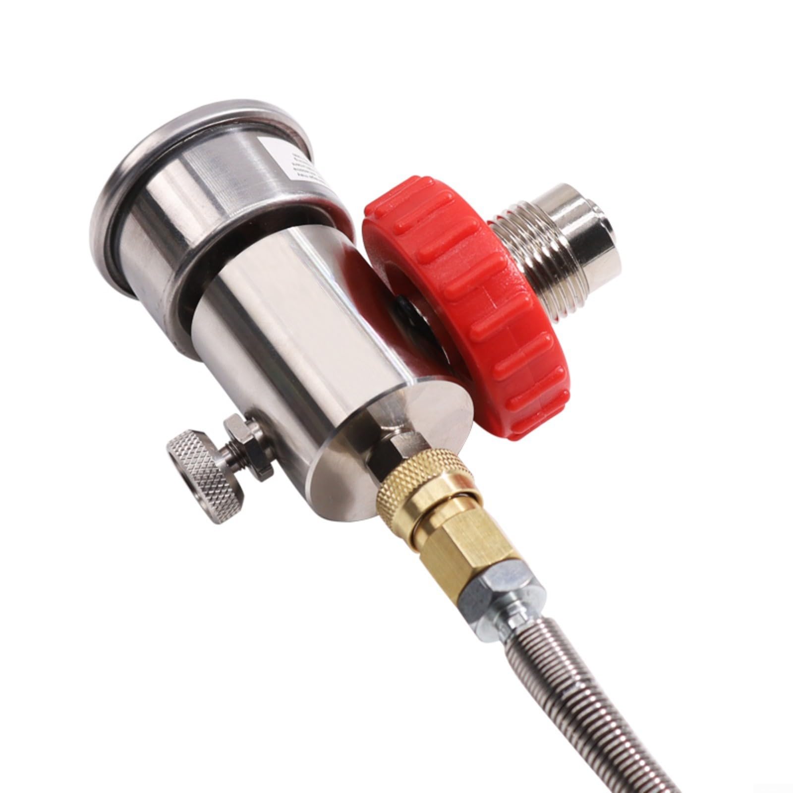 1 manometro per immersioni subacquee G5/8 a 7/8 adattatore di riempimento, doppia luminosità 6000/5000 PSI, tubo a molla da 24 pollici, acciaio inossidabile rame, nero rosso per ricarica